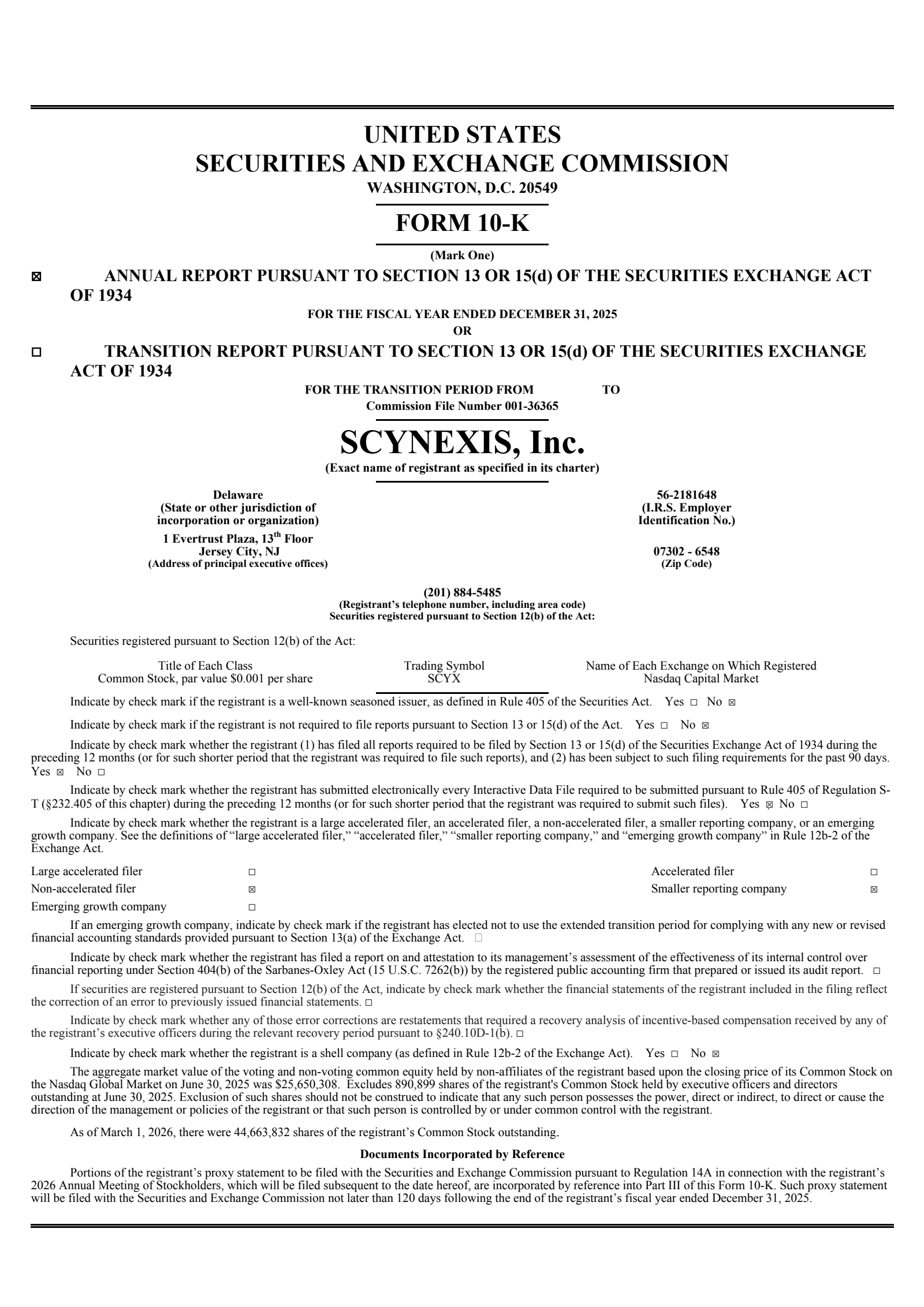 SCYNEXIS's Q4 2025 Annual report