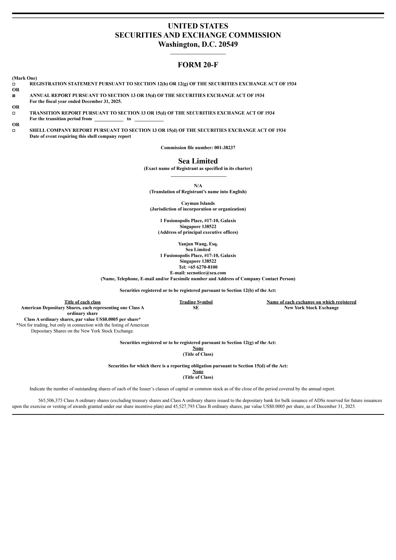SEA's Q4 2025 Annual report