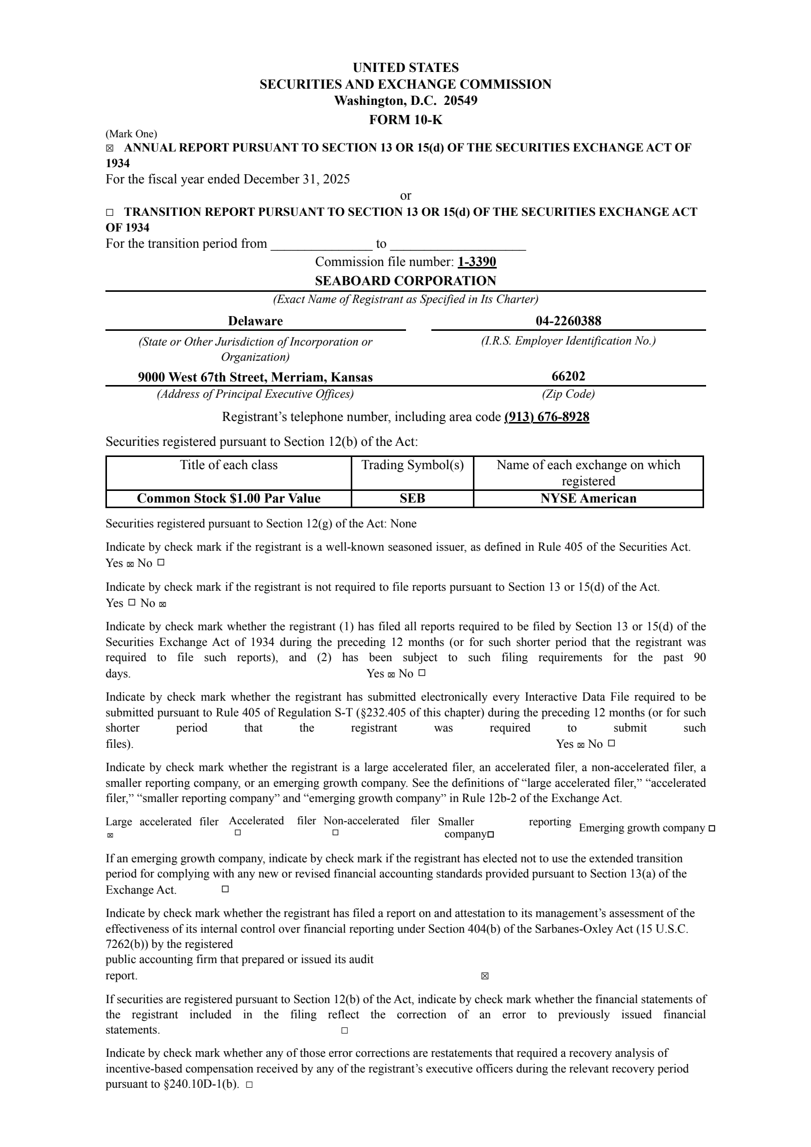 Seaboard's Q4 2025 Annual report