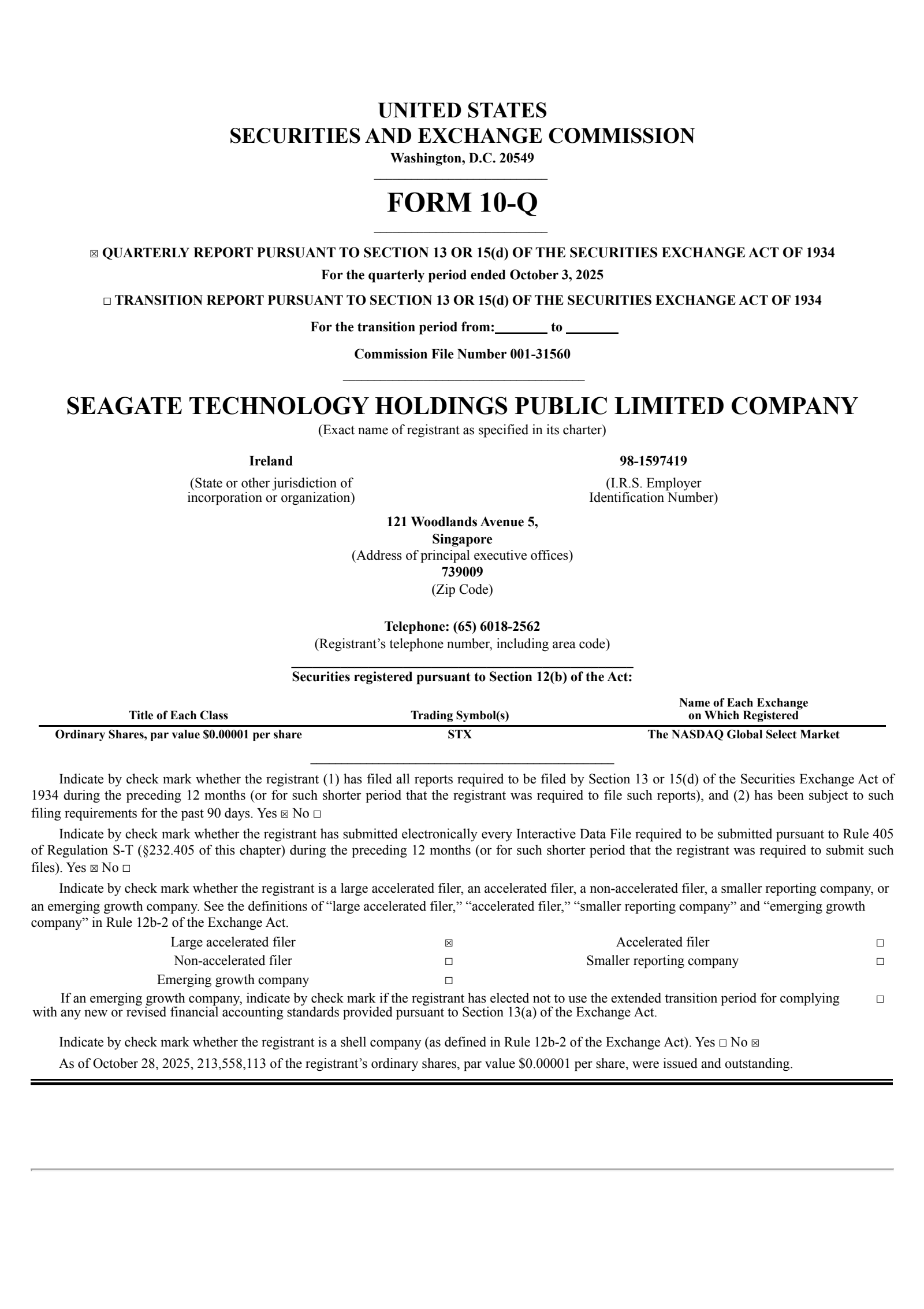 Seagate Technology's Q1 2026 Quarterly Report