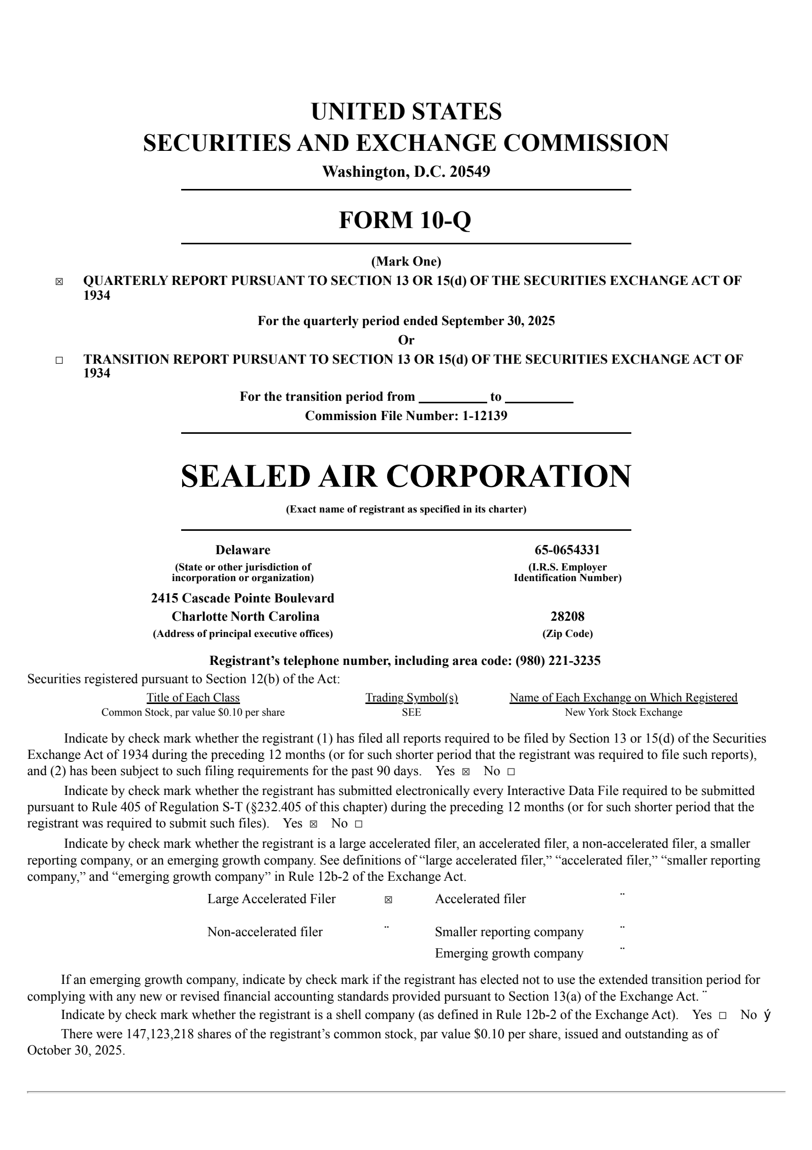 Sealed Air's Q3 2025 Quarterly Report