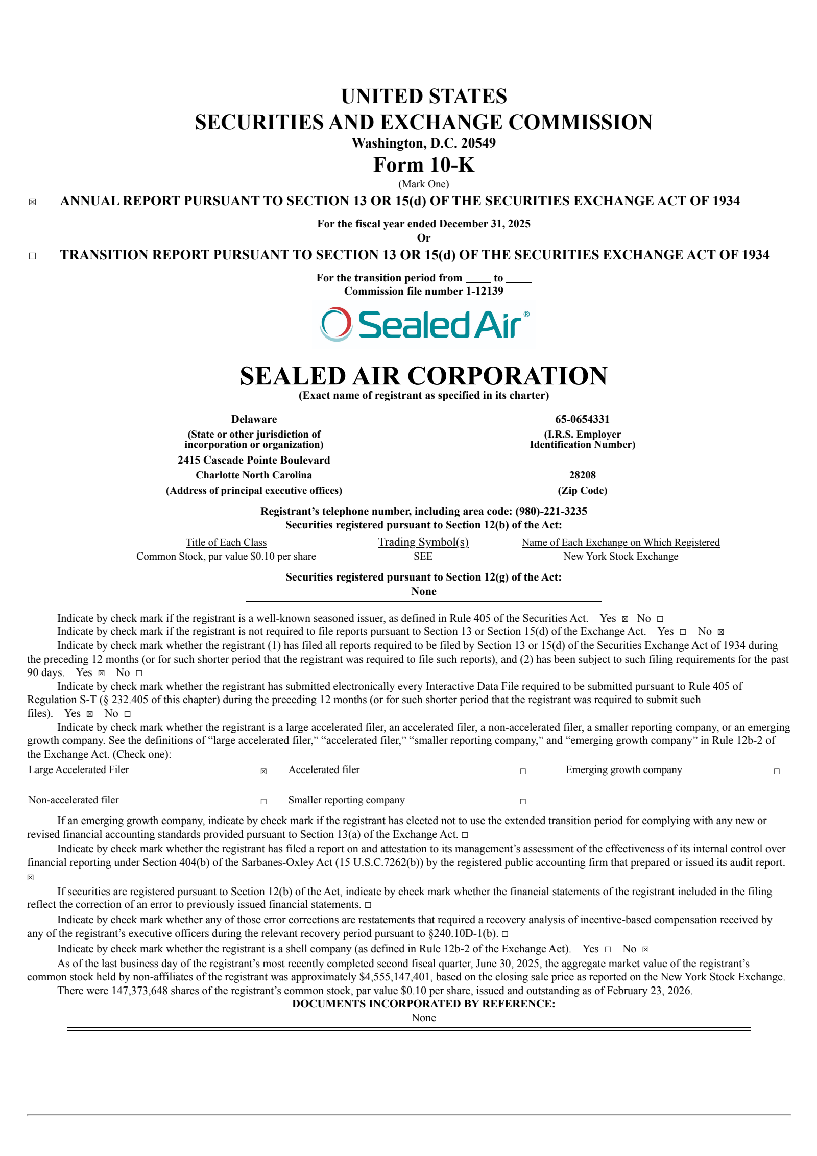 Sealed Air's Q4 2025 Annual report