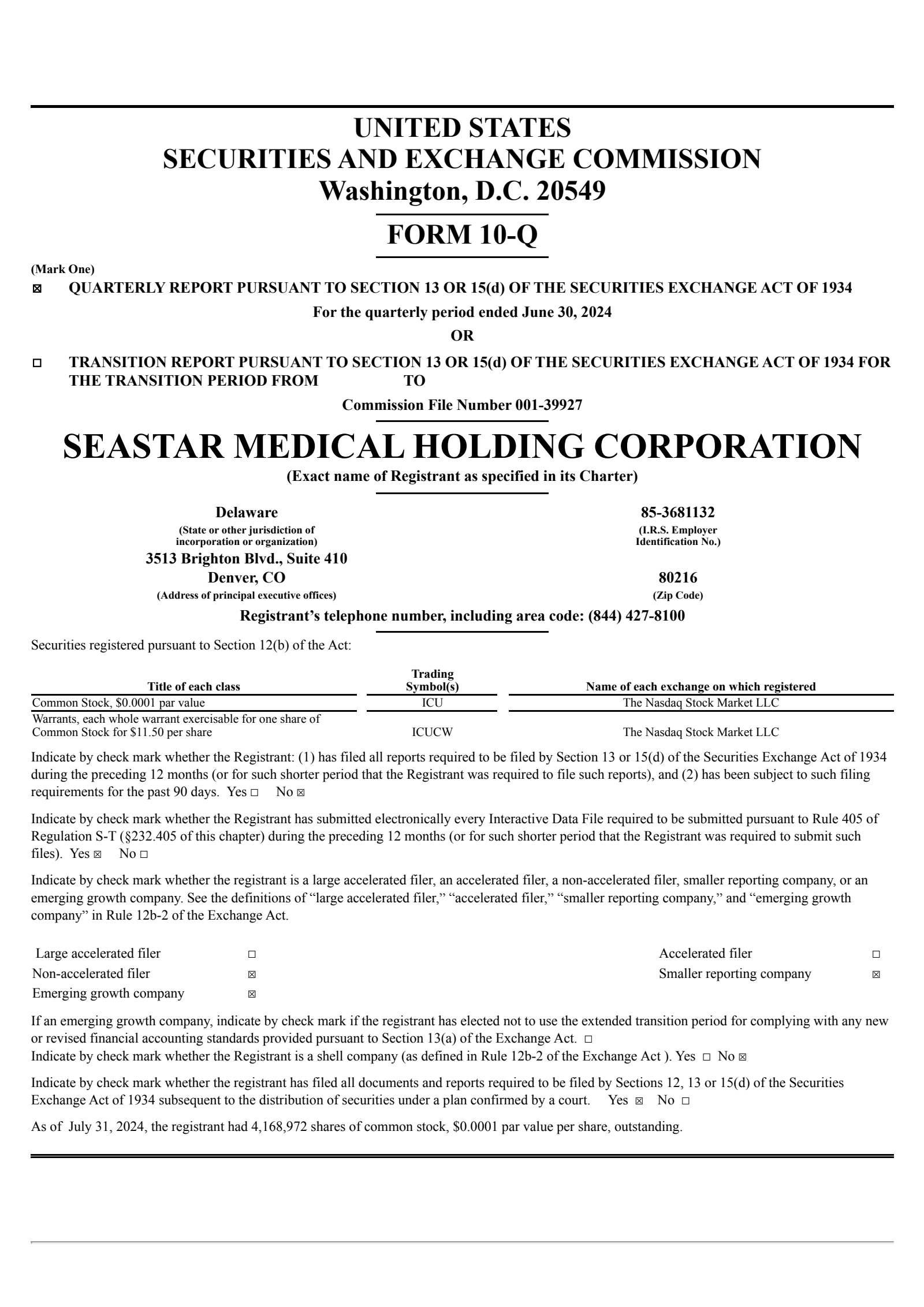 SeaStar Medical's Q2 2024 Quarterly Report