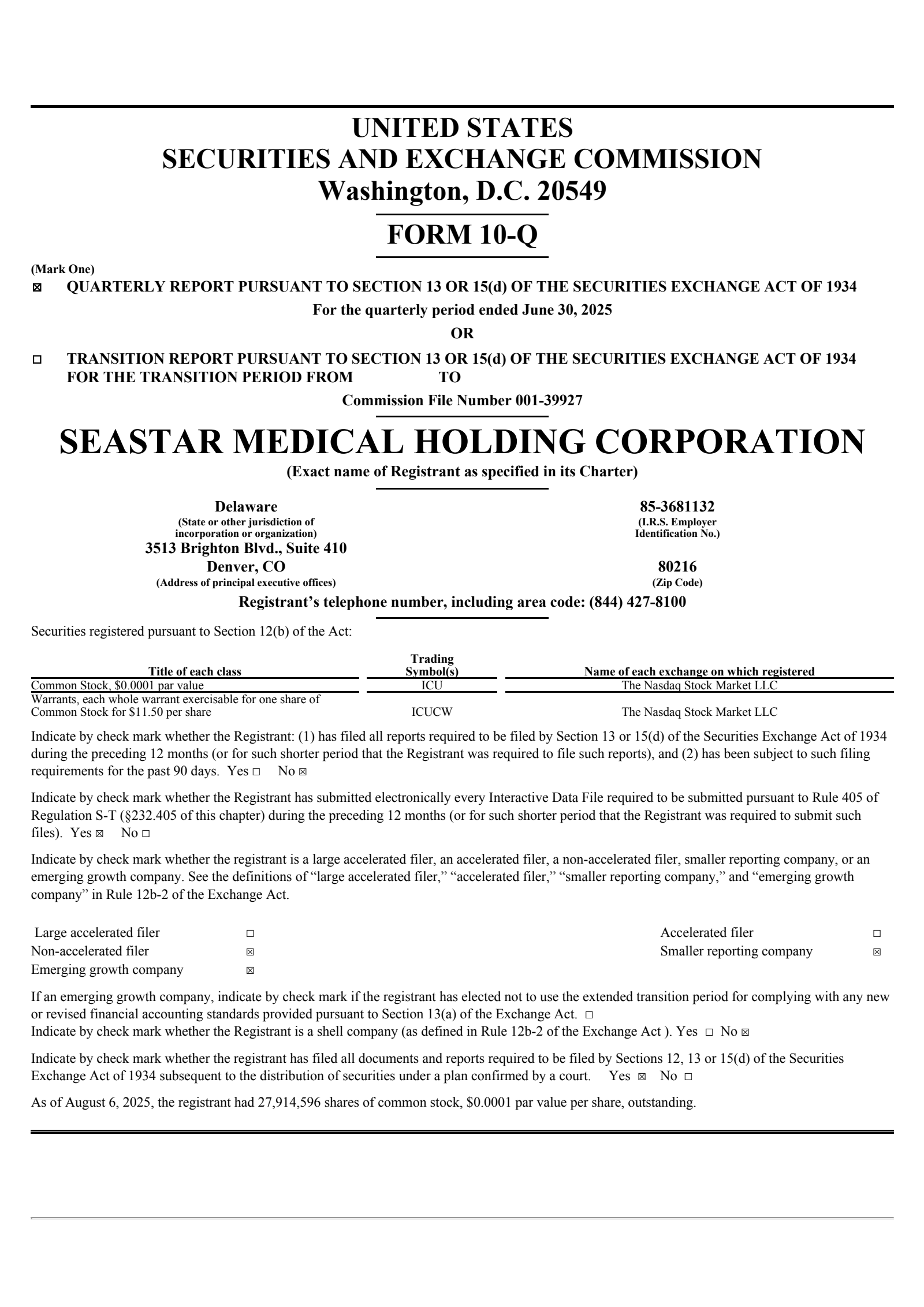 SeaStar Medical's Q2 2025 Quarterly report