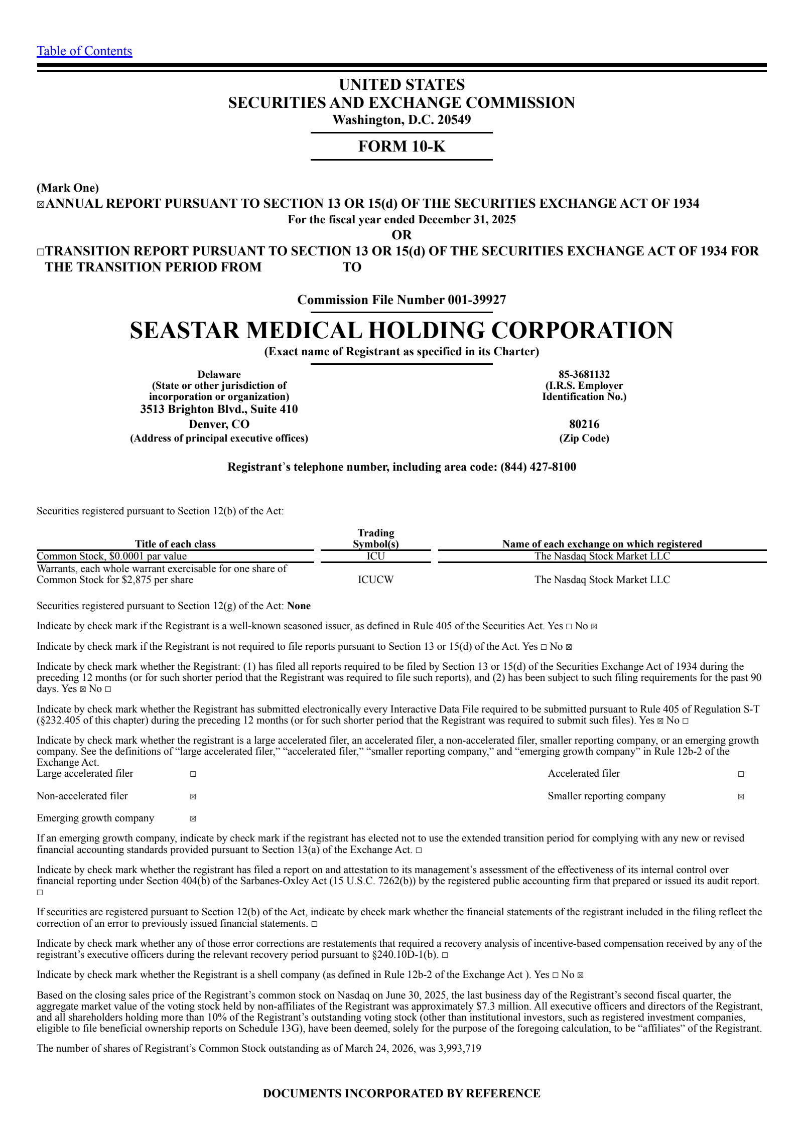 SeaStar Medical's Q4 2025 Annual report