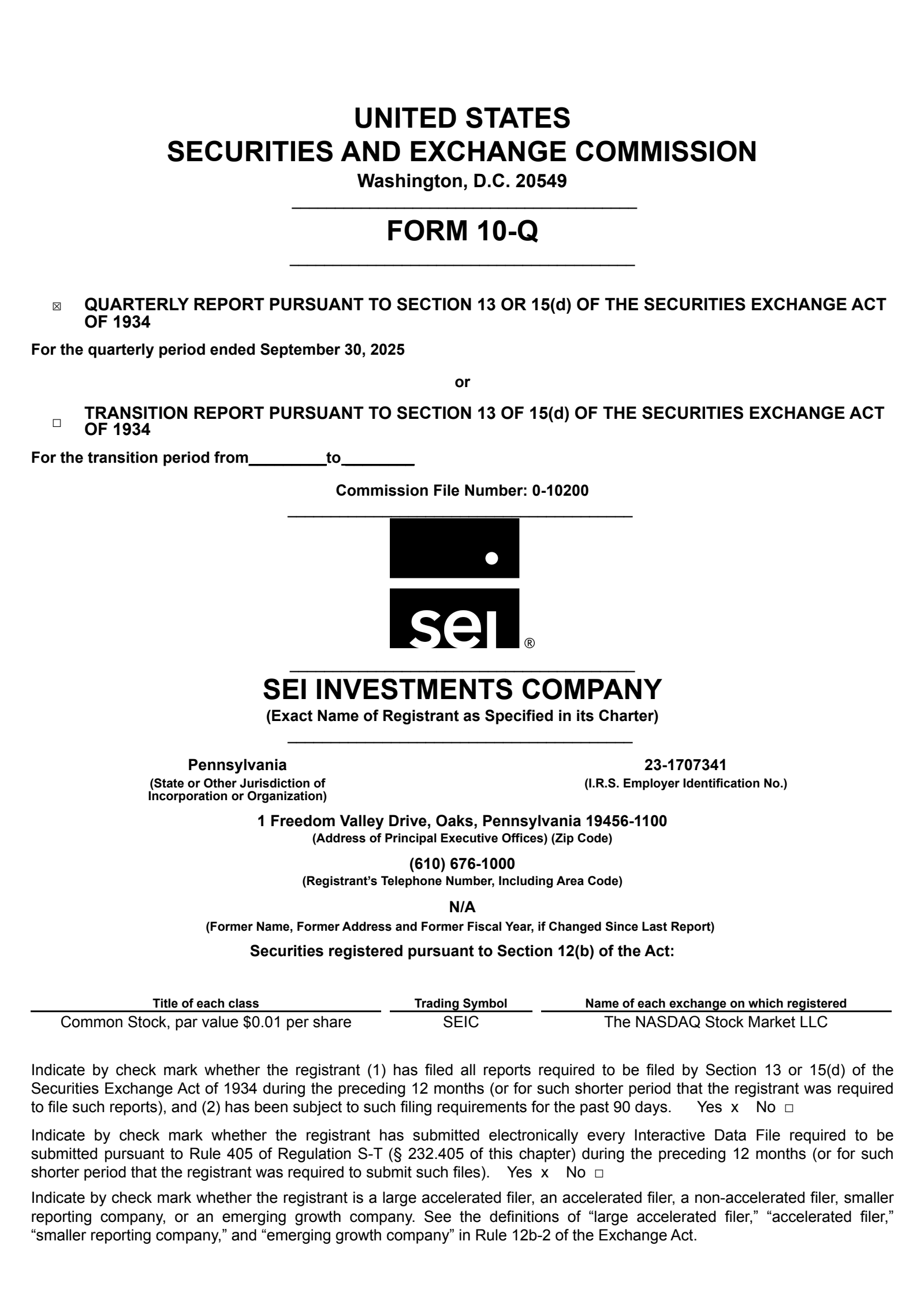 SEI Investments' Q3 2025 Quarterly Report