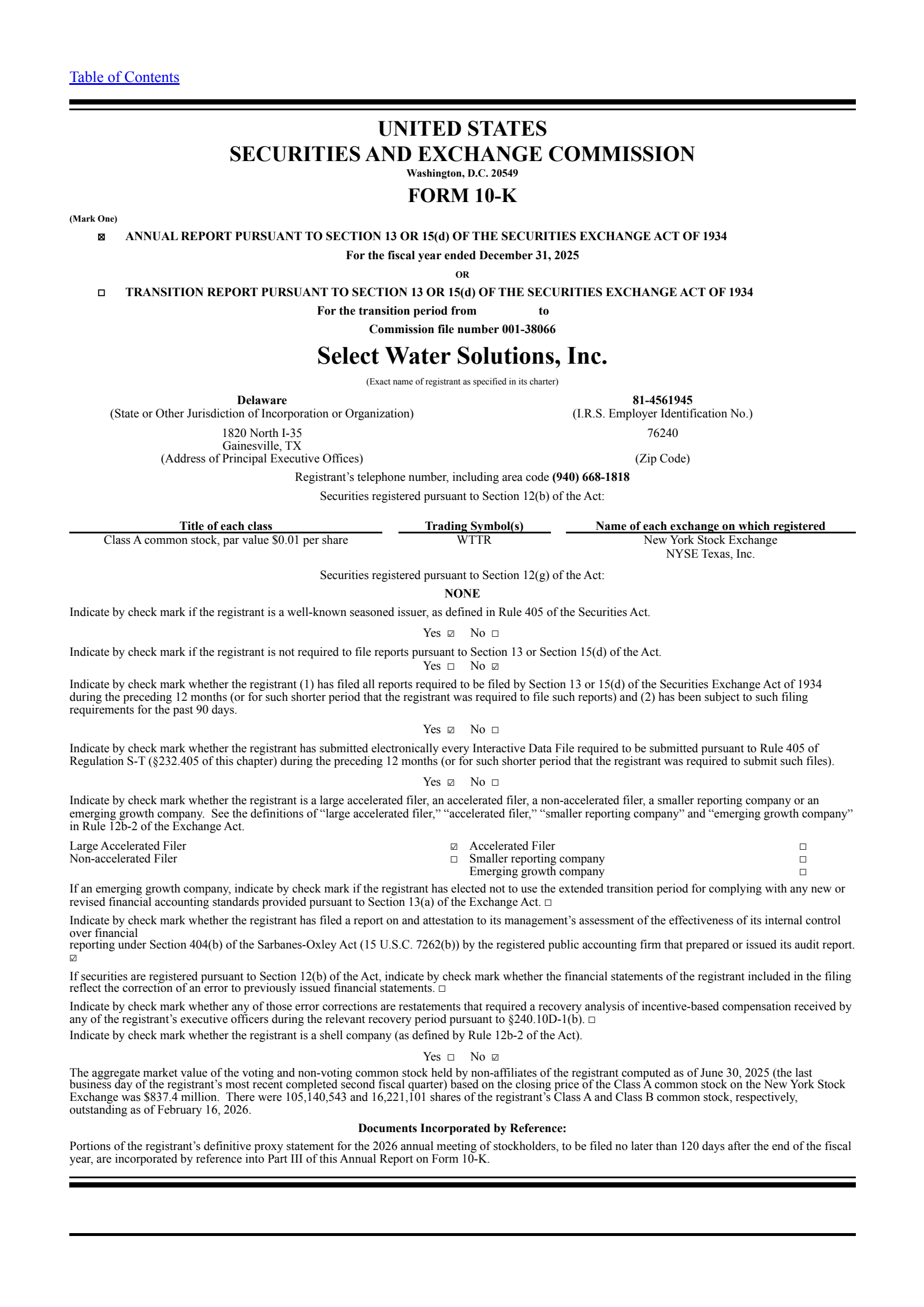 Select Water Solutions' Q4 2025 Annual report