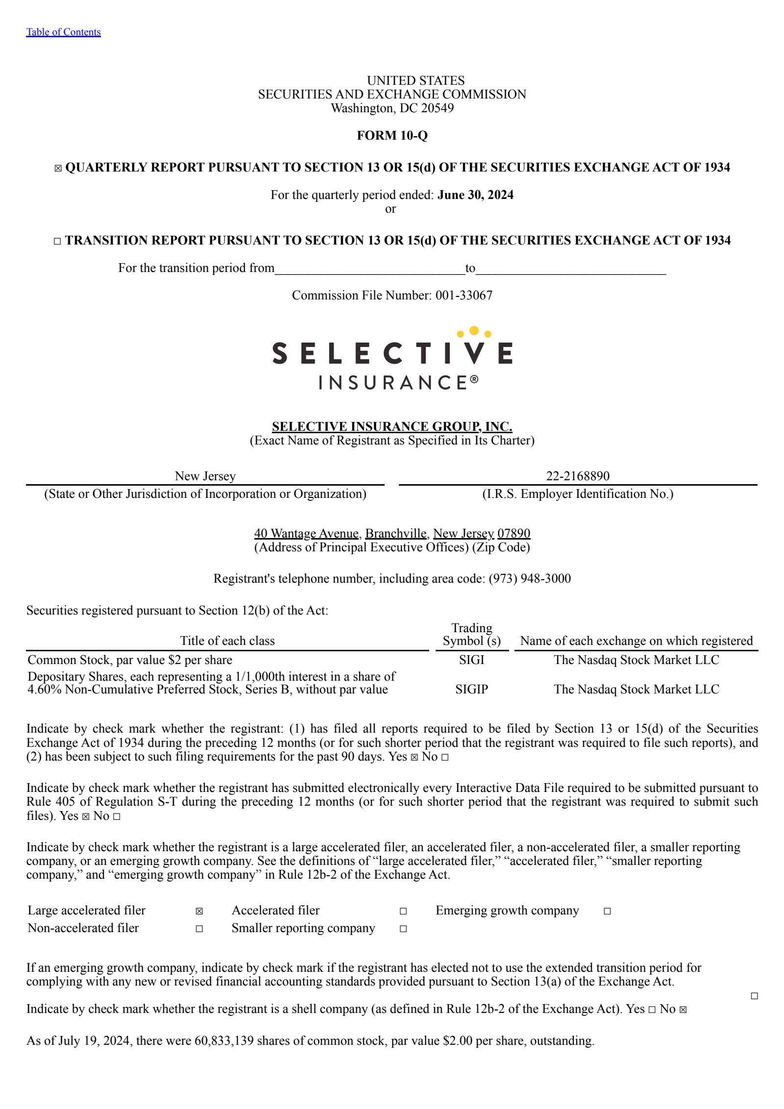 Selective Insurance Group's Q2 2024 Quarterly report