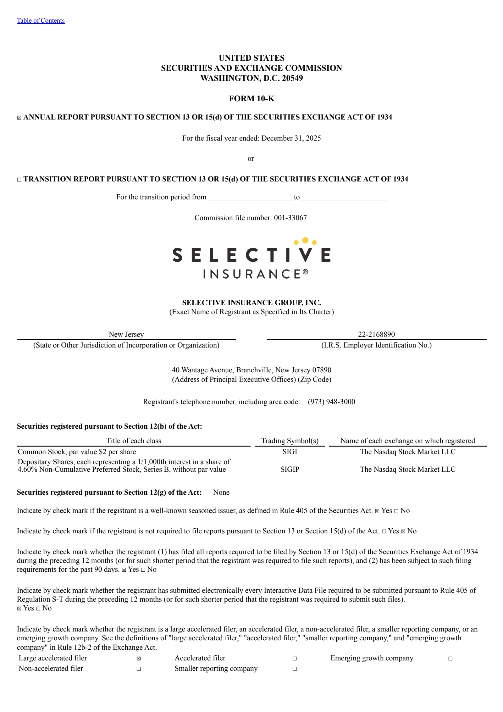 Selective Insurance Group's Q4 2025 Annual report