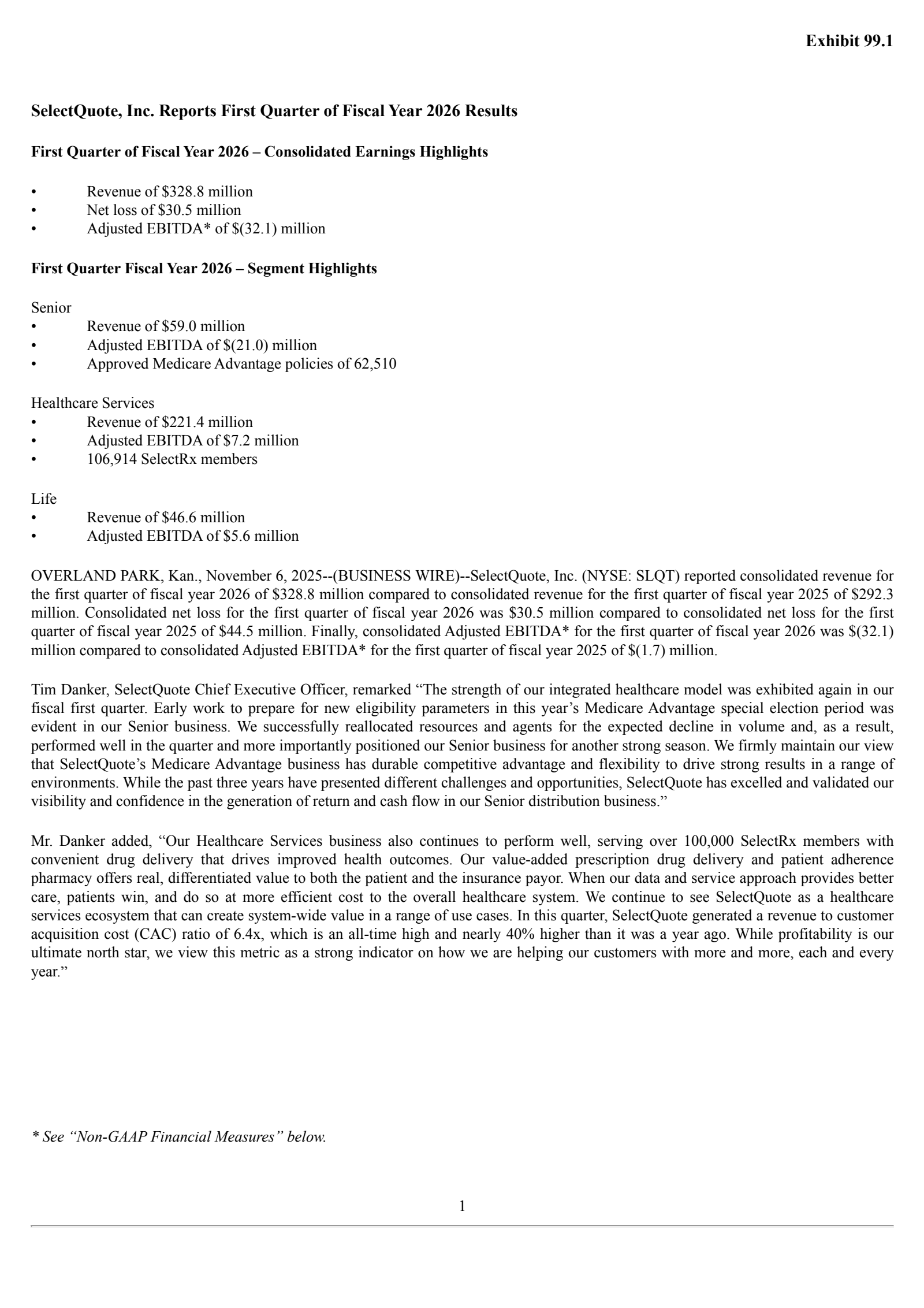 SelectQuote's Q1 2026 Earnings Release