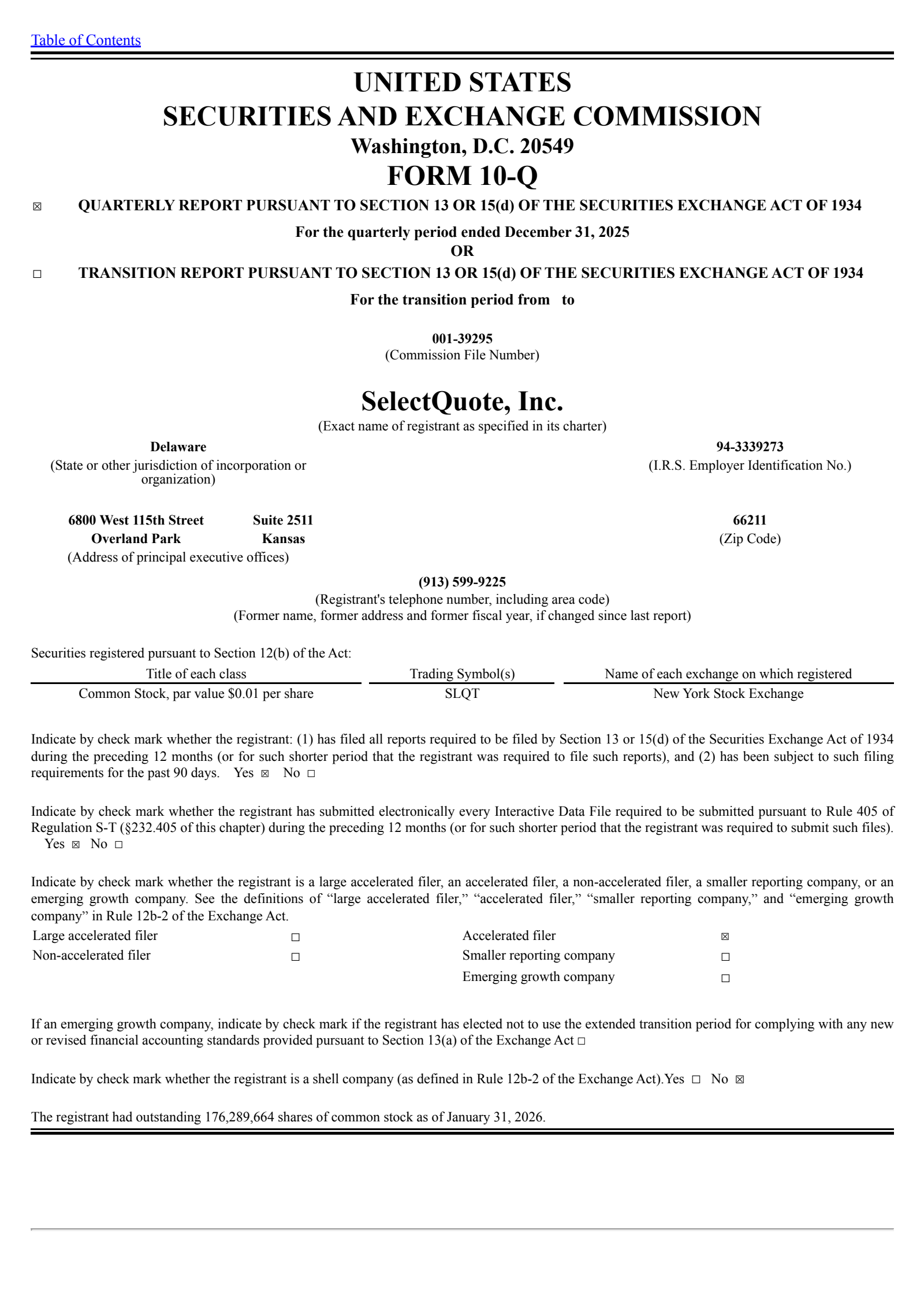 SelectQuote's Q2 2026 Quarterly report