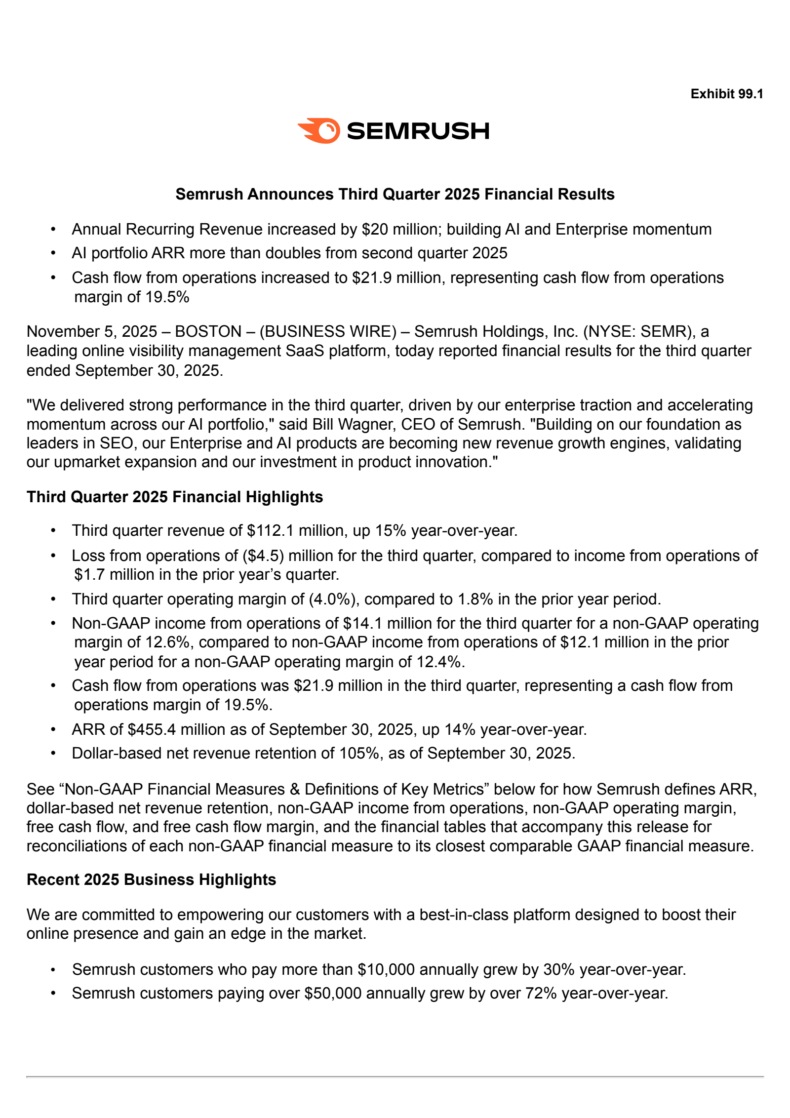 SEMrush's Q3 2025 Earnings Release