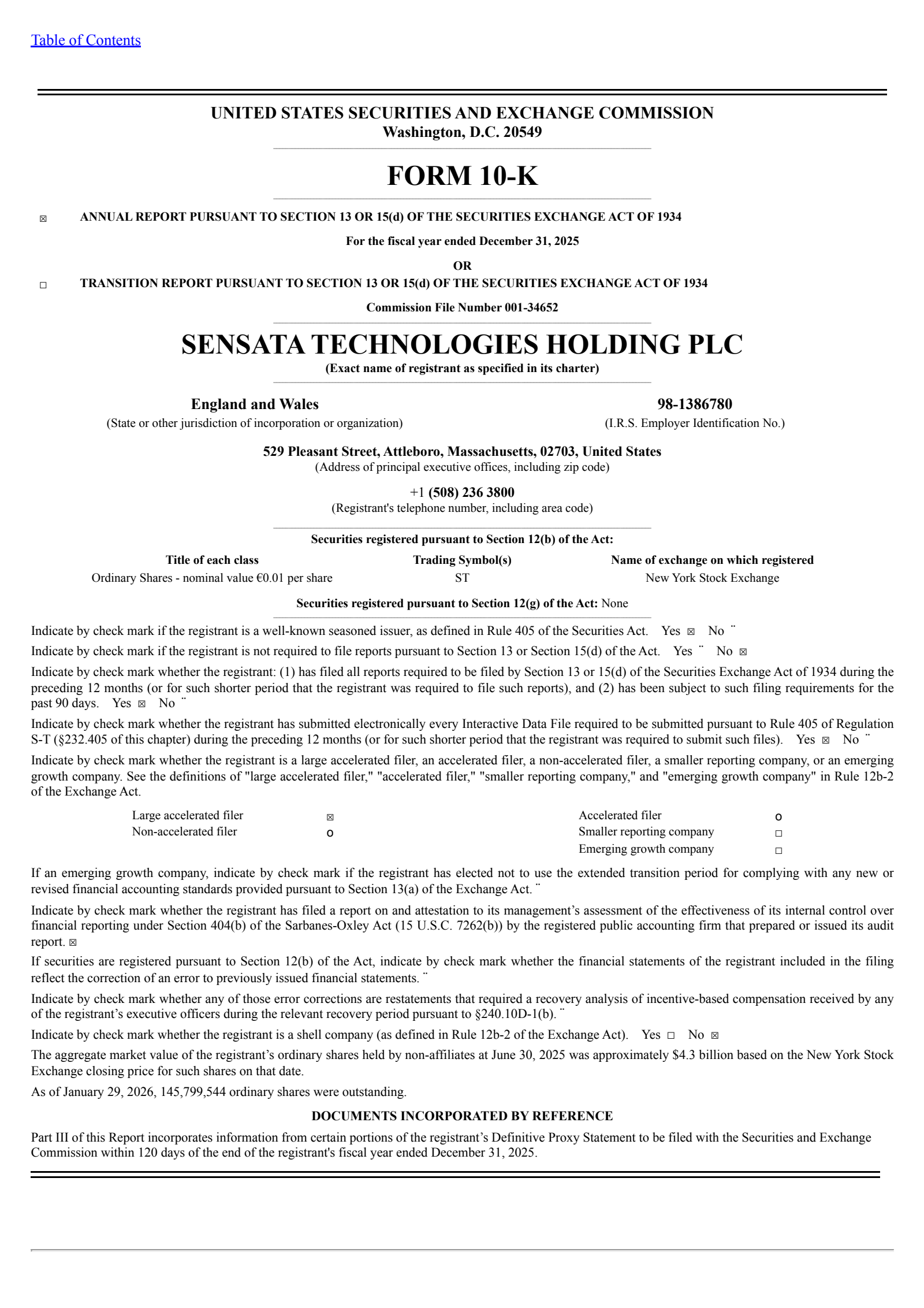 Sensata Technologies' Q4 2025 Annual report