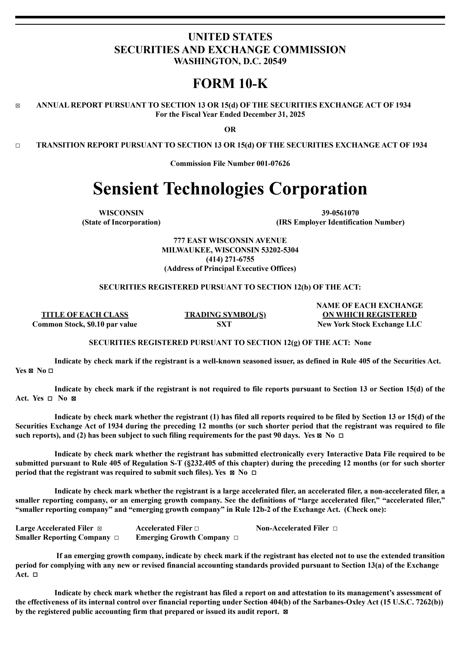 Sensient Technologies' Q4 2025 Annual report