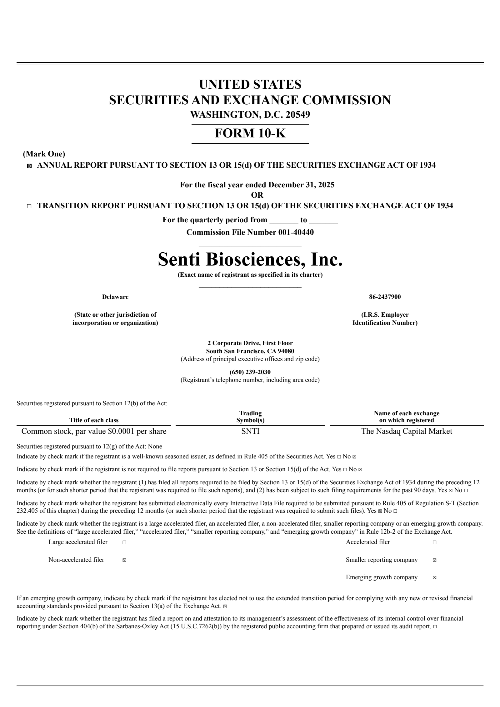 Senti Biosciences' Q4 2025 Annual report