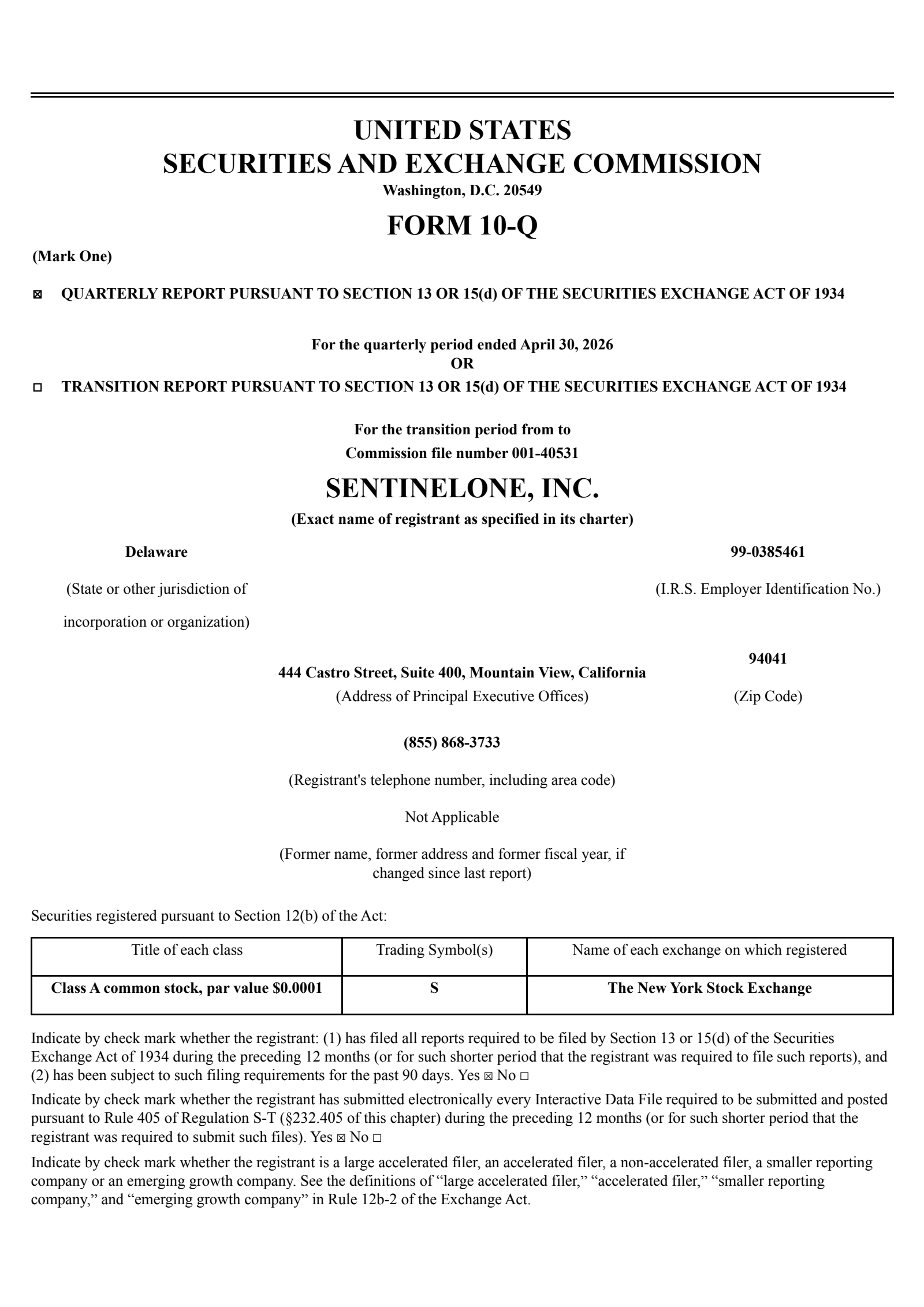 SentinelOne's Q1 2027 Quarterly report