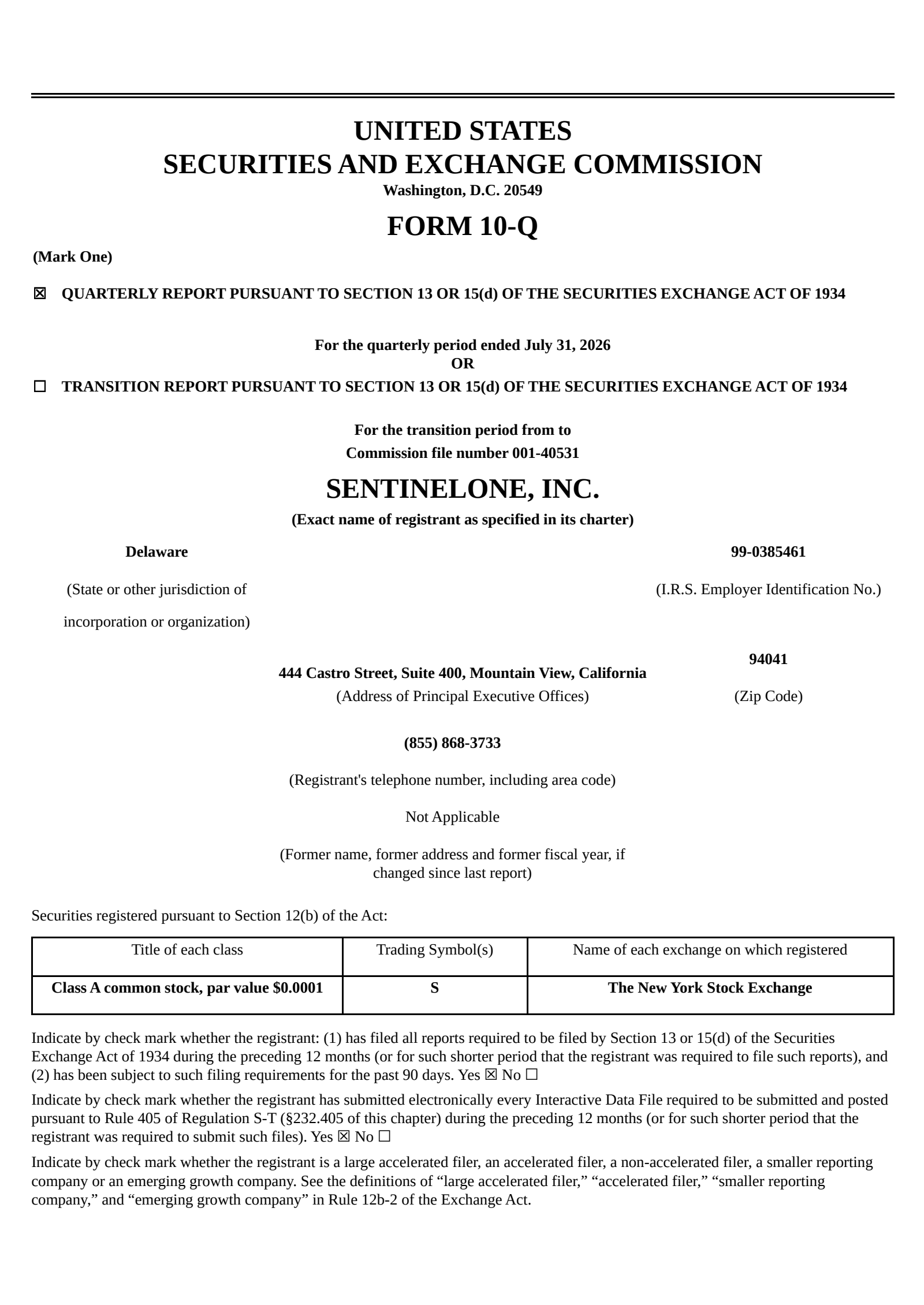 SentinelOne's Q2 2027 Quarterly report