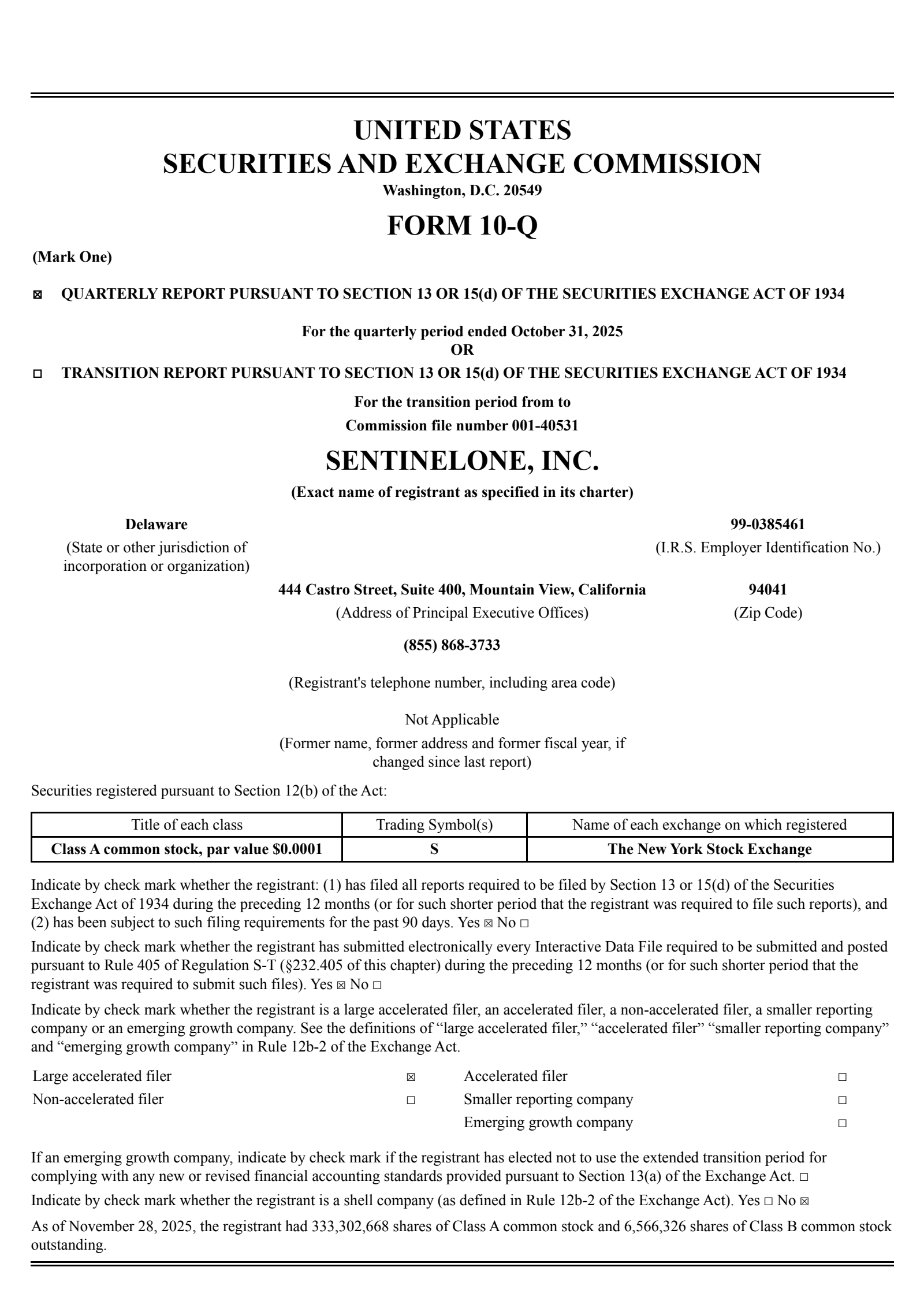 SentinelOne's Q3 2026 Quarterly Report