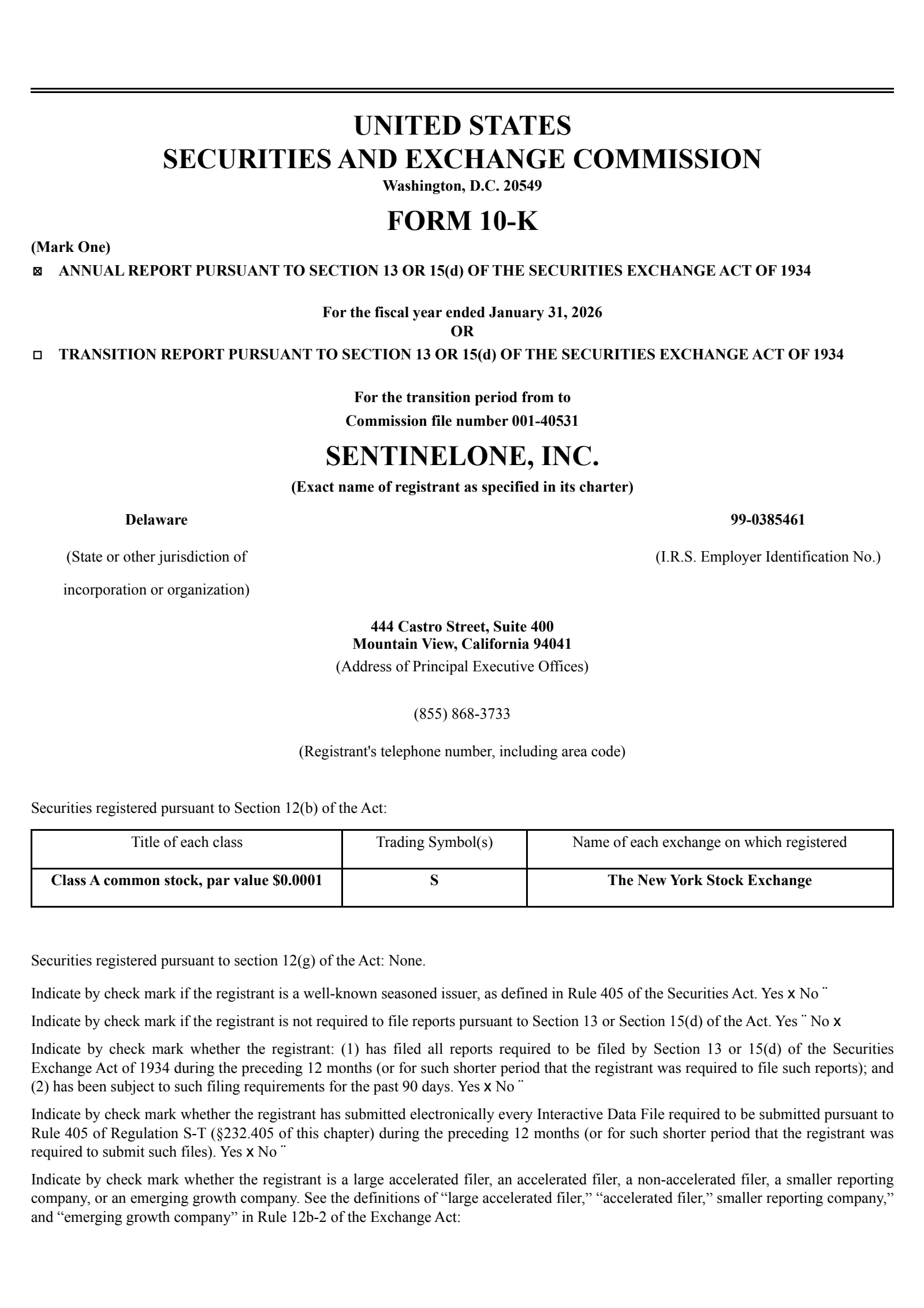 SentinelOne's Q4 2026 Annual report