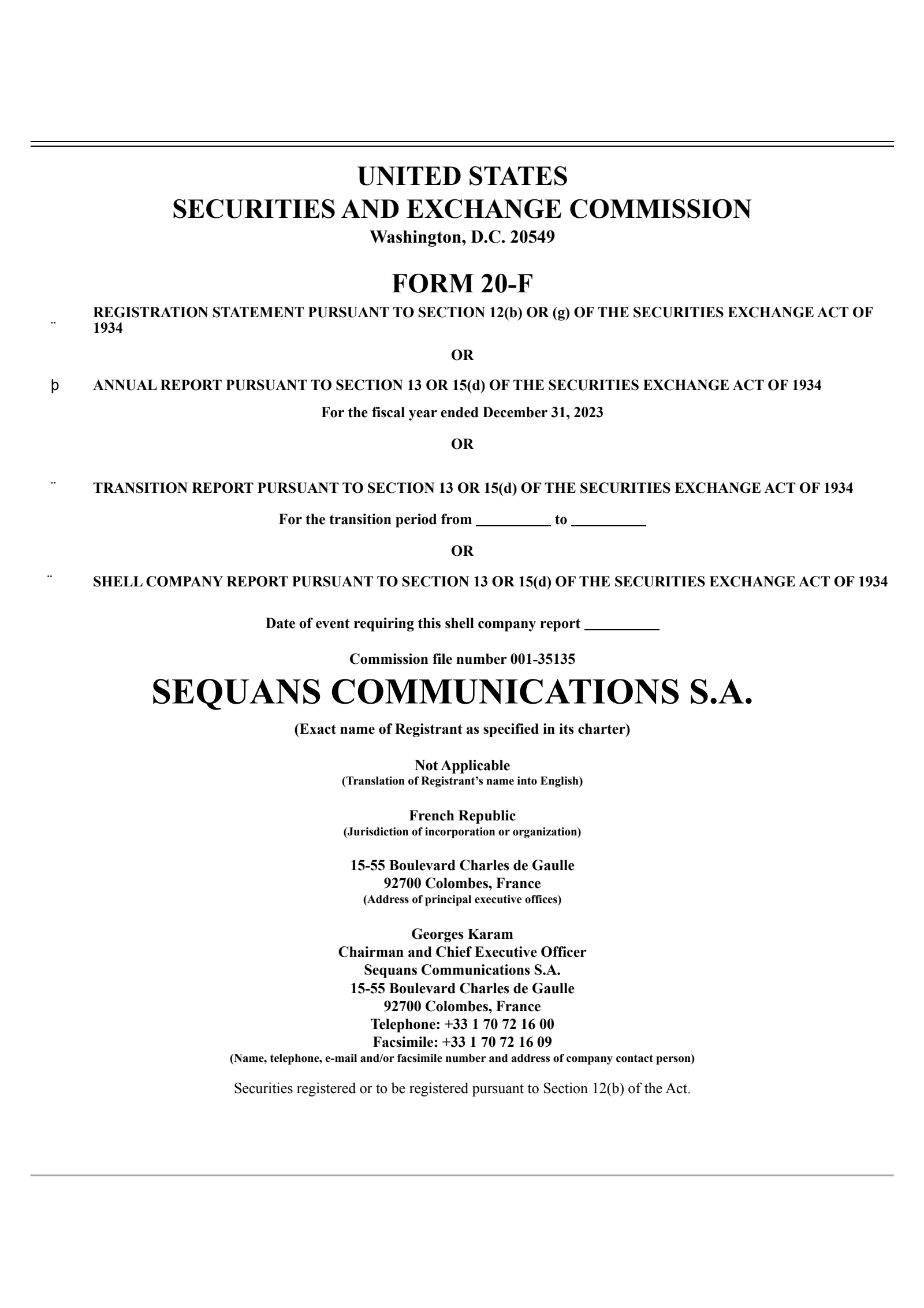 Sequans Communications' Q4 2023 Annual Report
