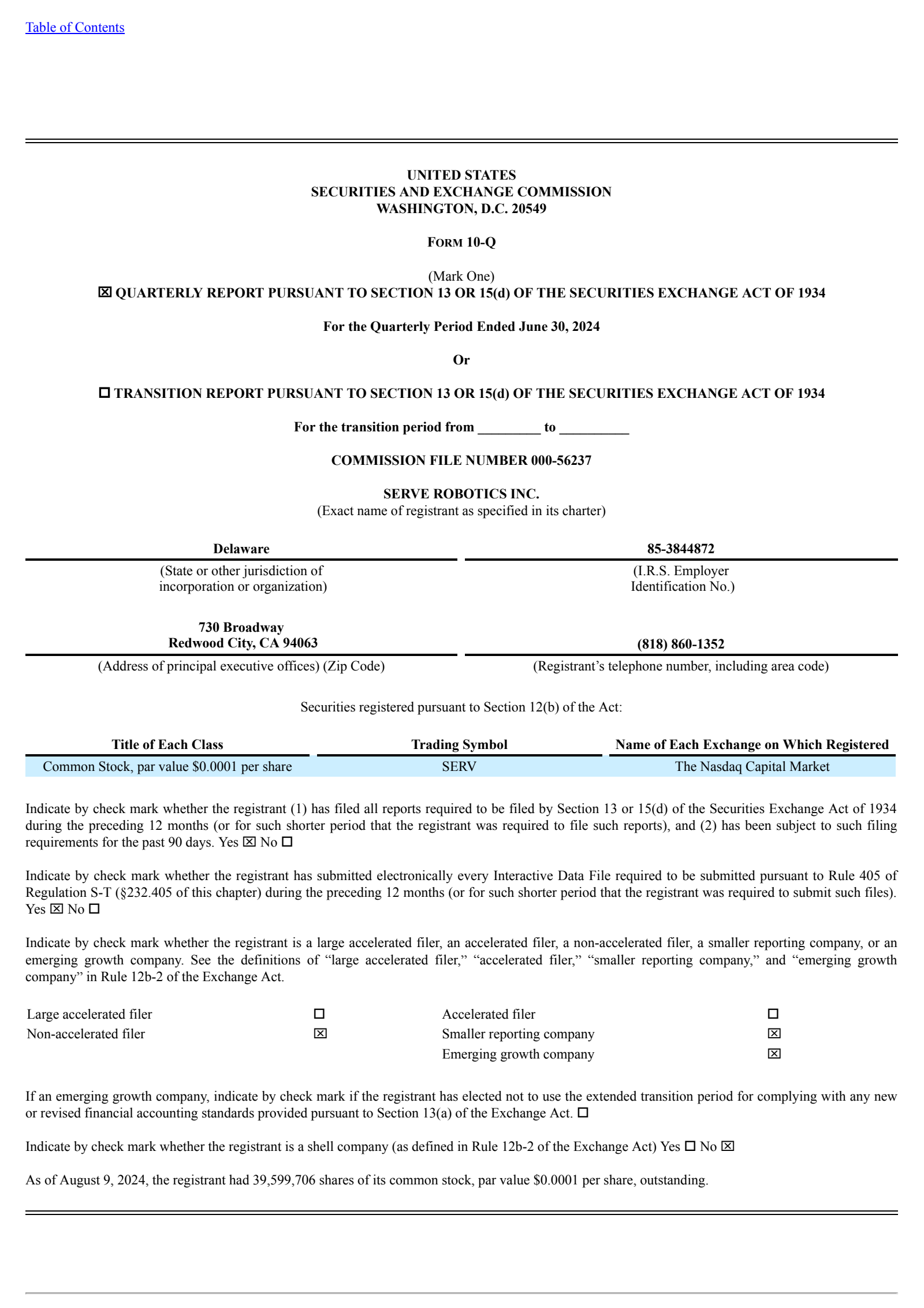 Serve Robotics' Q2 2024 Quarterly Report