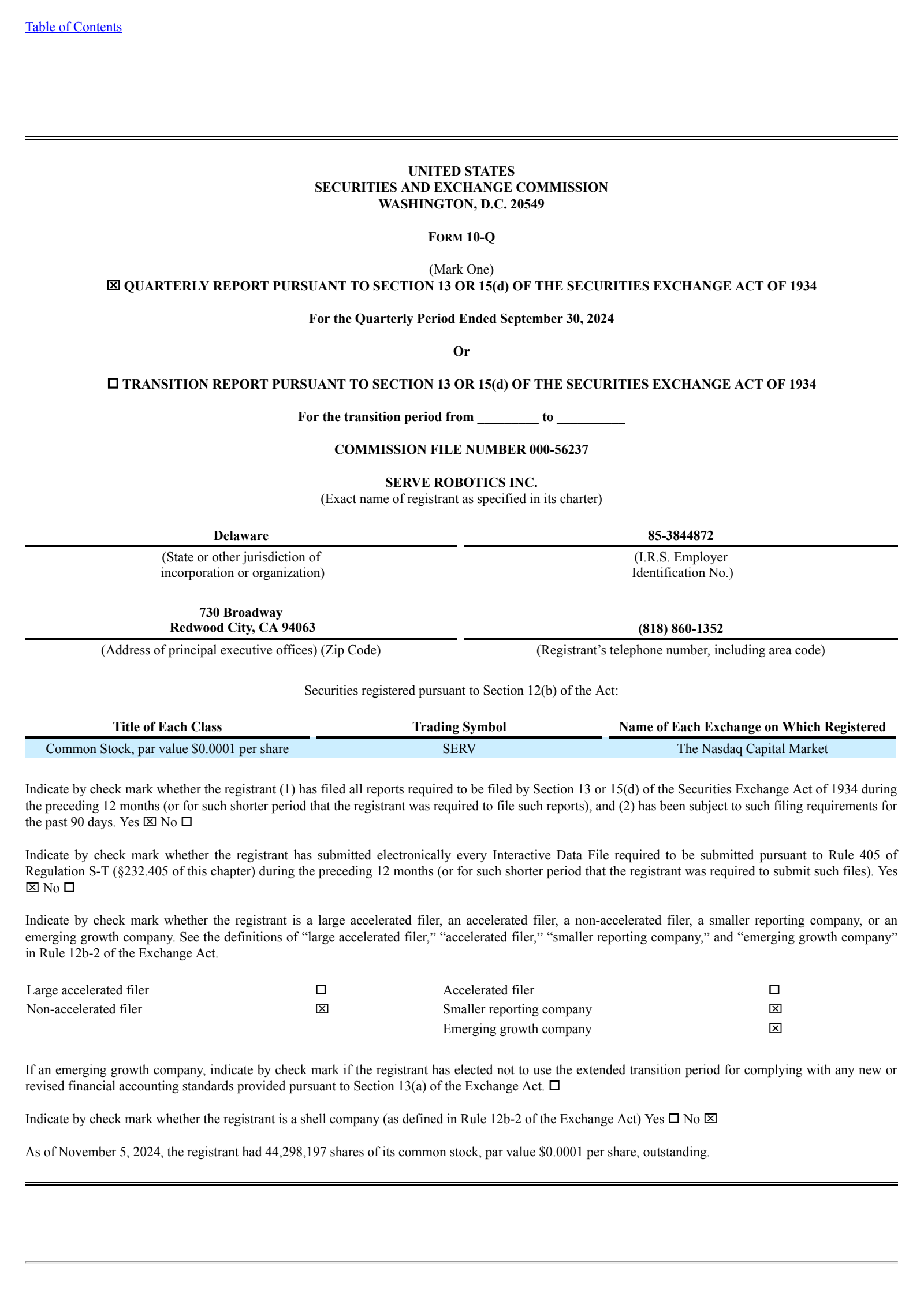 Serve Robotics' Q3 2024 Quarterly Report