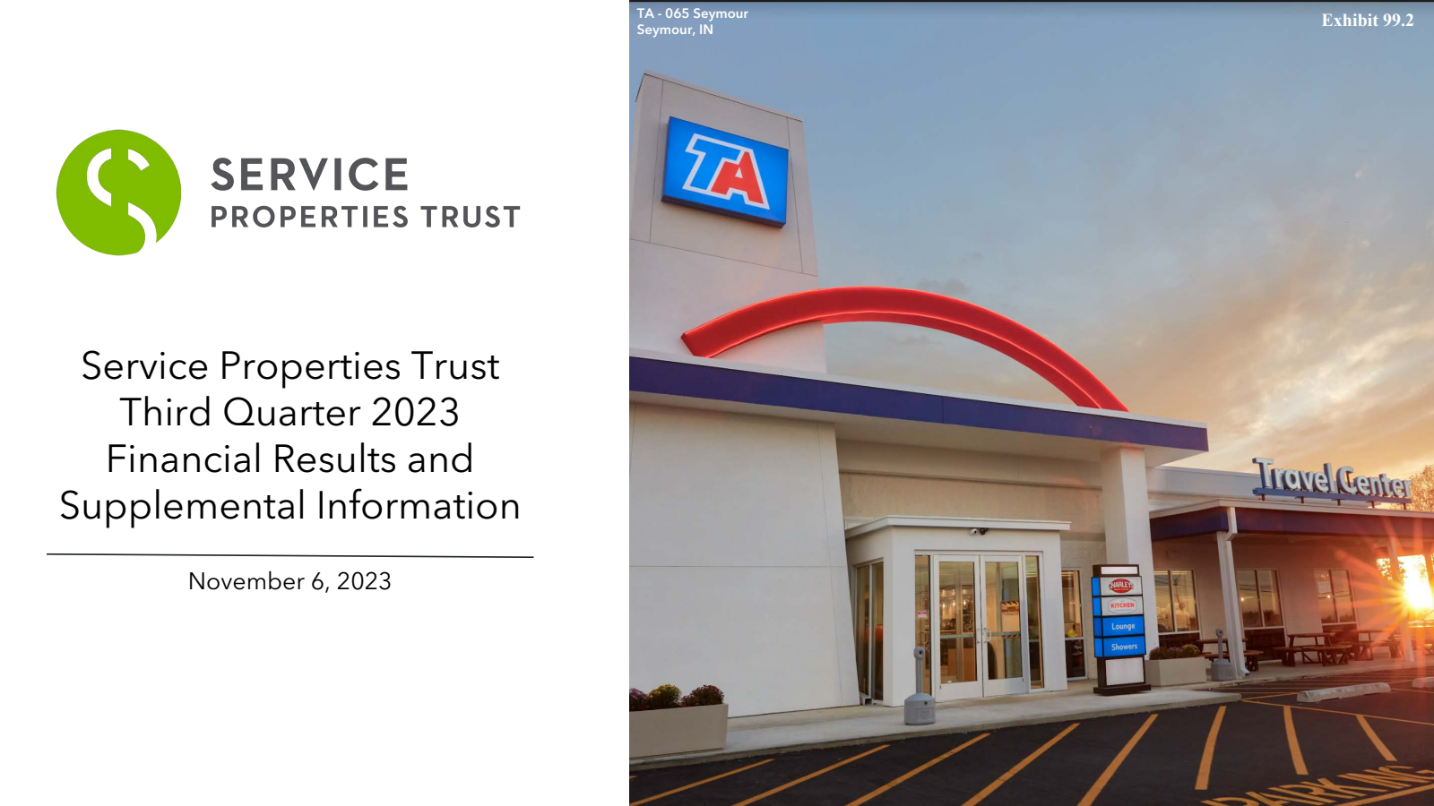 Service Properties Trust's Q3 2023 Press Release