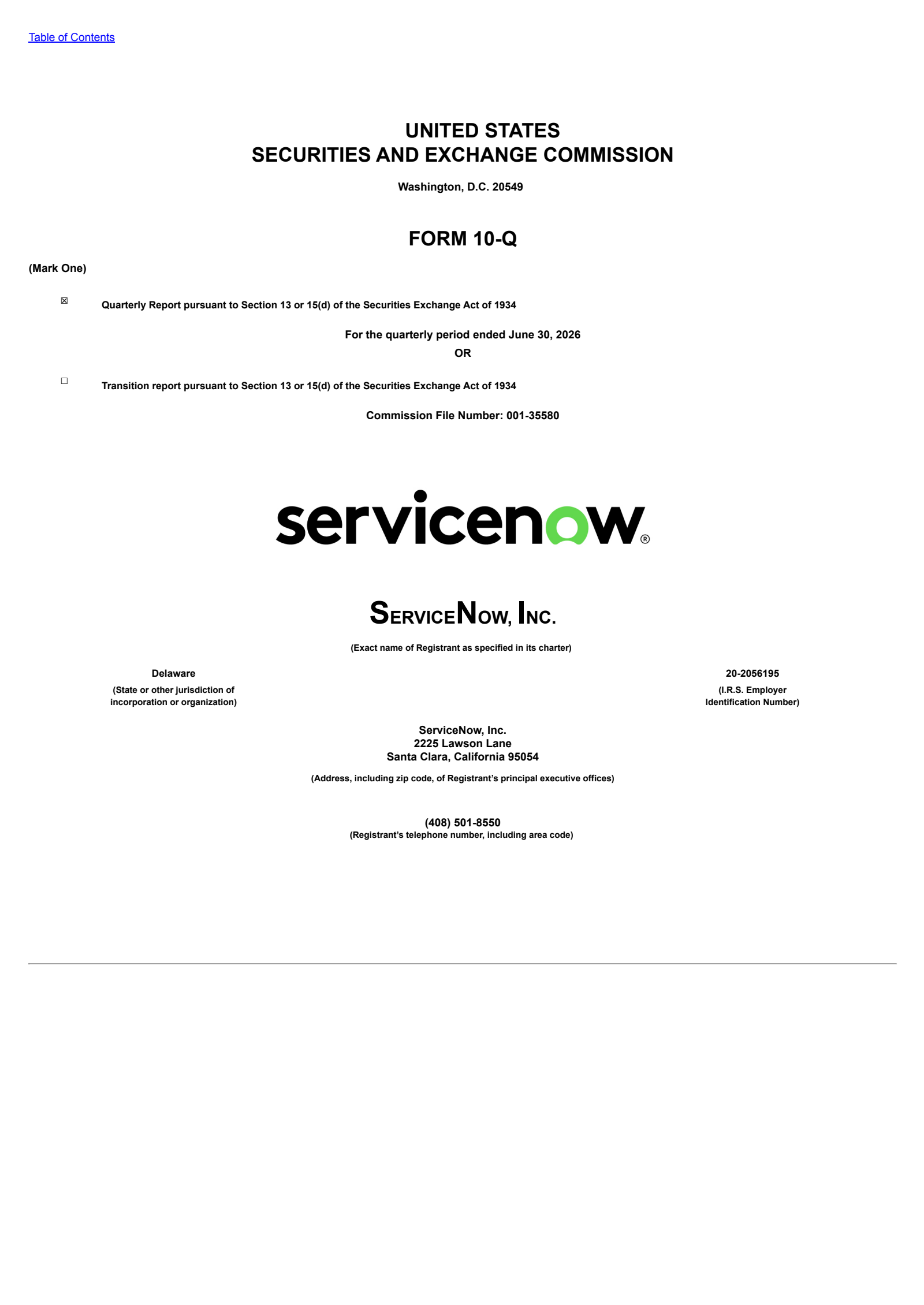 ServiceNow's Q2 2026 Quarterly report