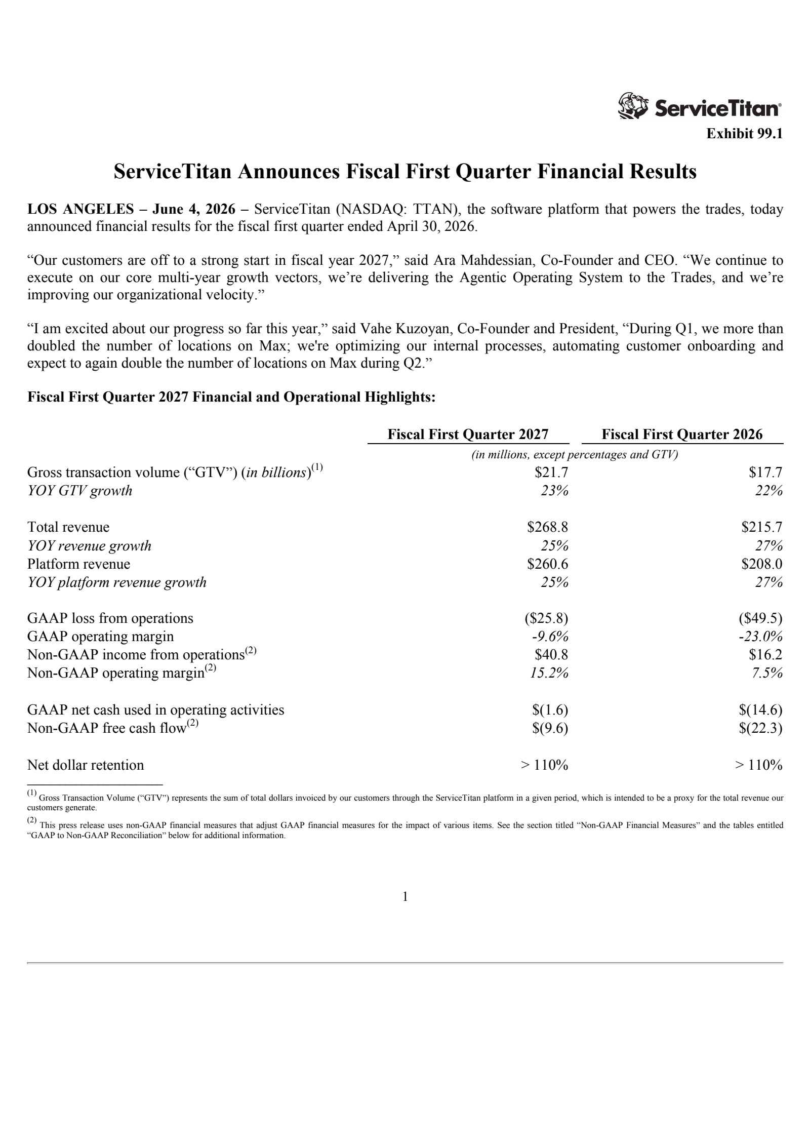 ServiceTitan's Q1 2027 Press Release