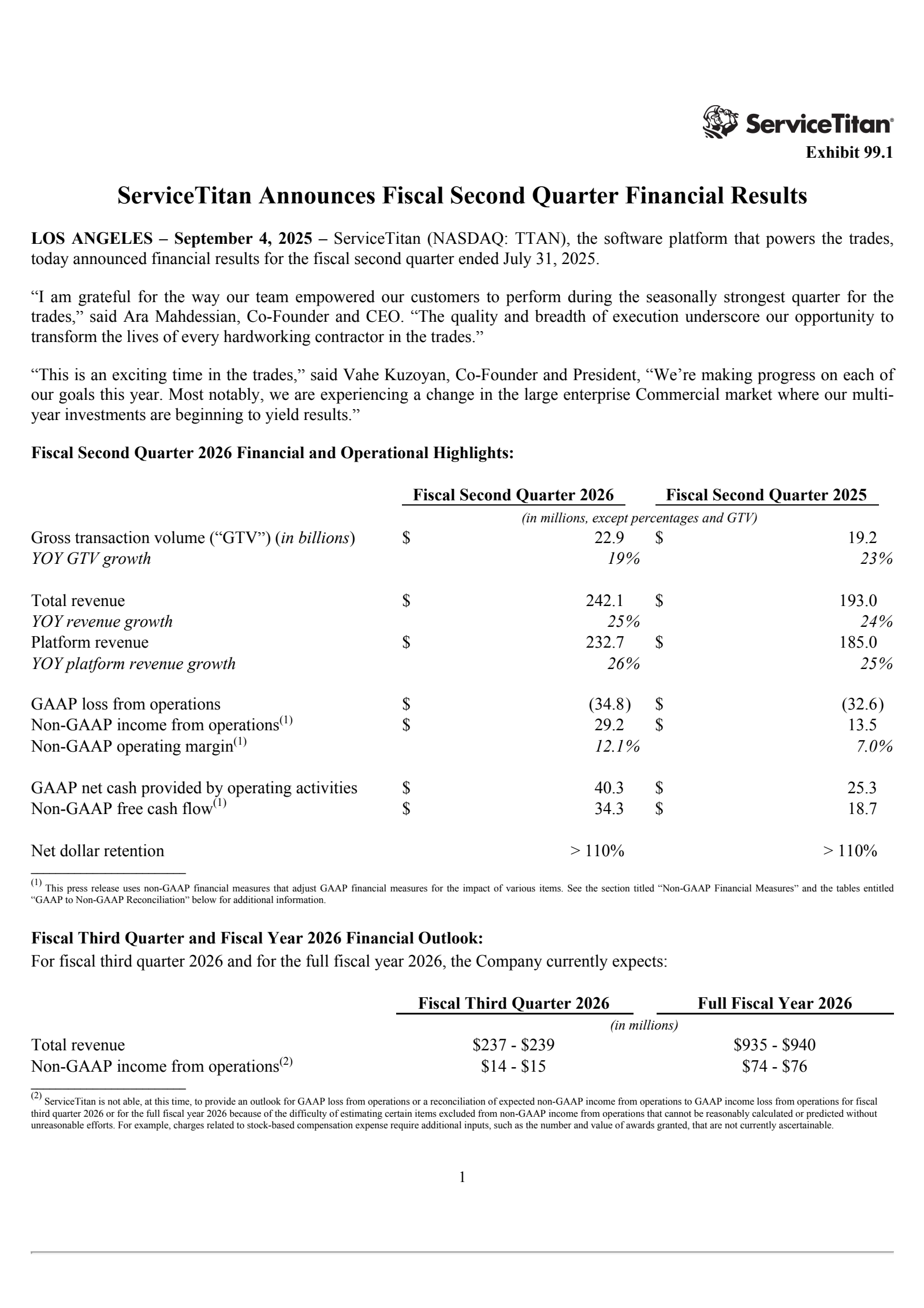 ServiceTitan's Q2 2026 Press Release