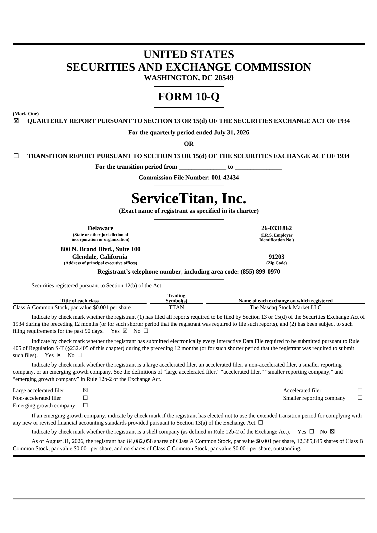 ServiceTitan's Q2 2027 Quarterly report