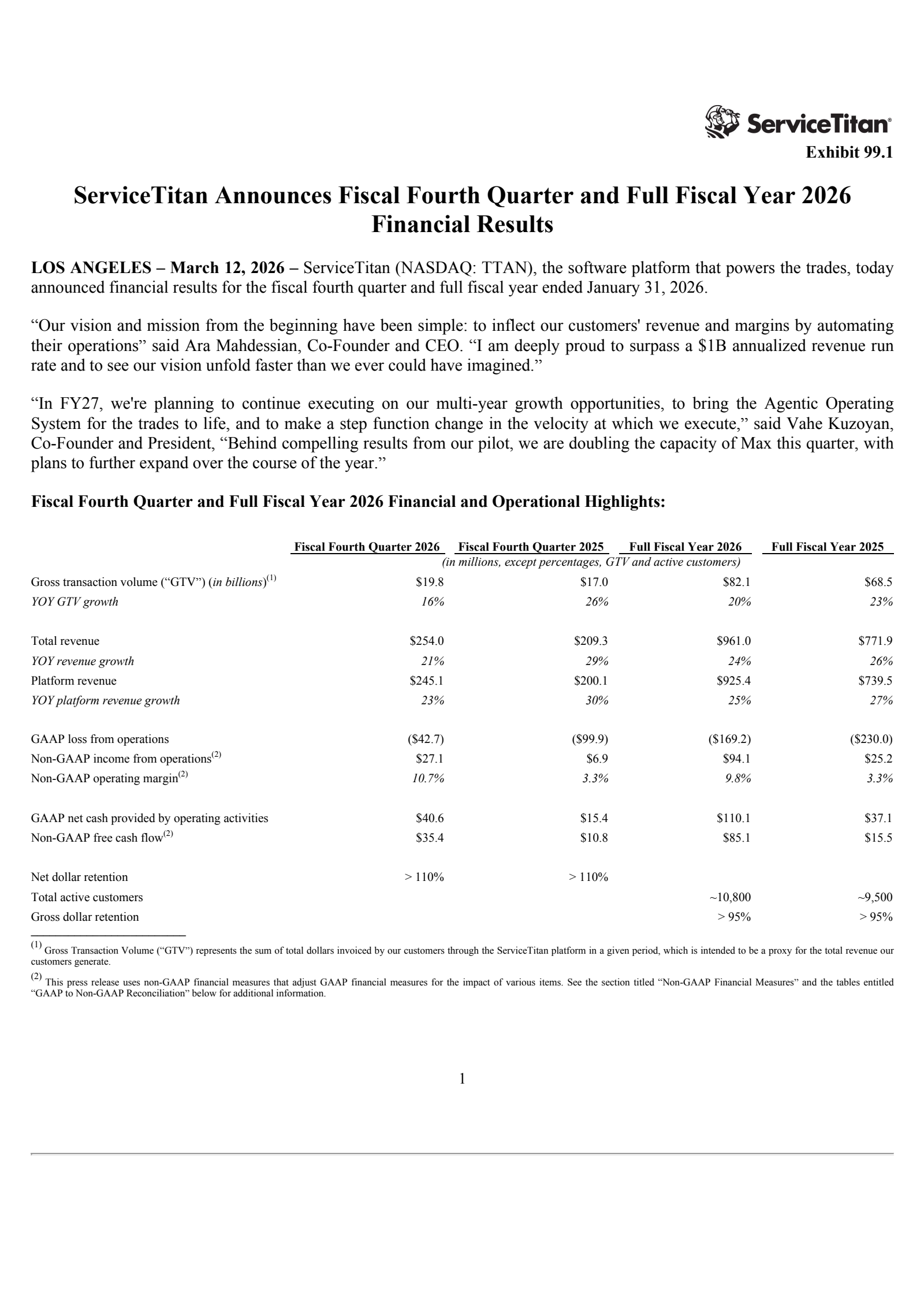 ServiceTitan's Q4 2026 Press Release