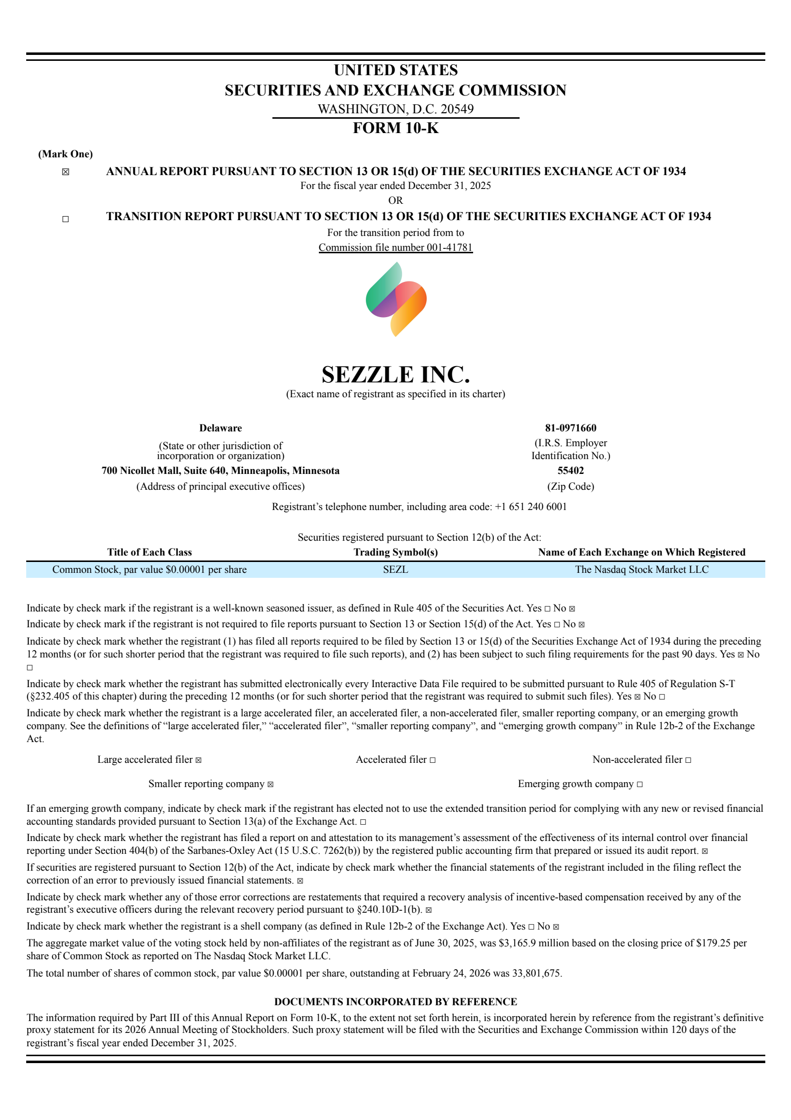 Sezzle's Q4 2025 Annual report