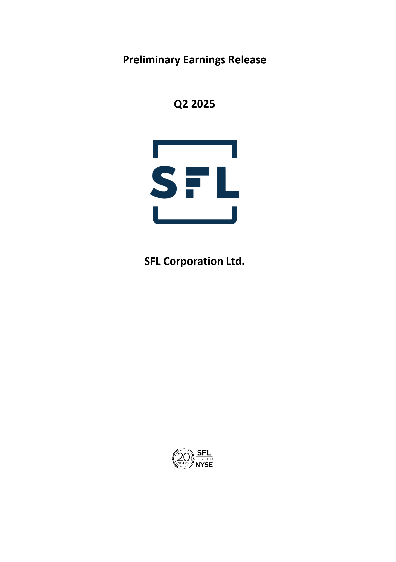 SFL's Q2 2025 Press Release