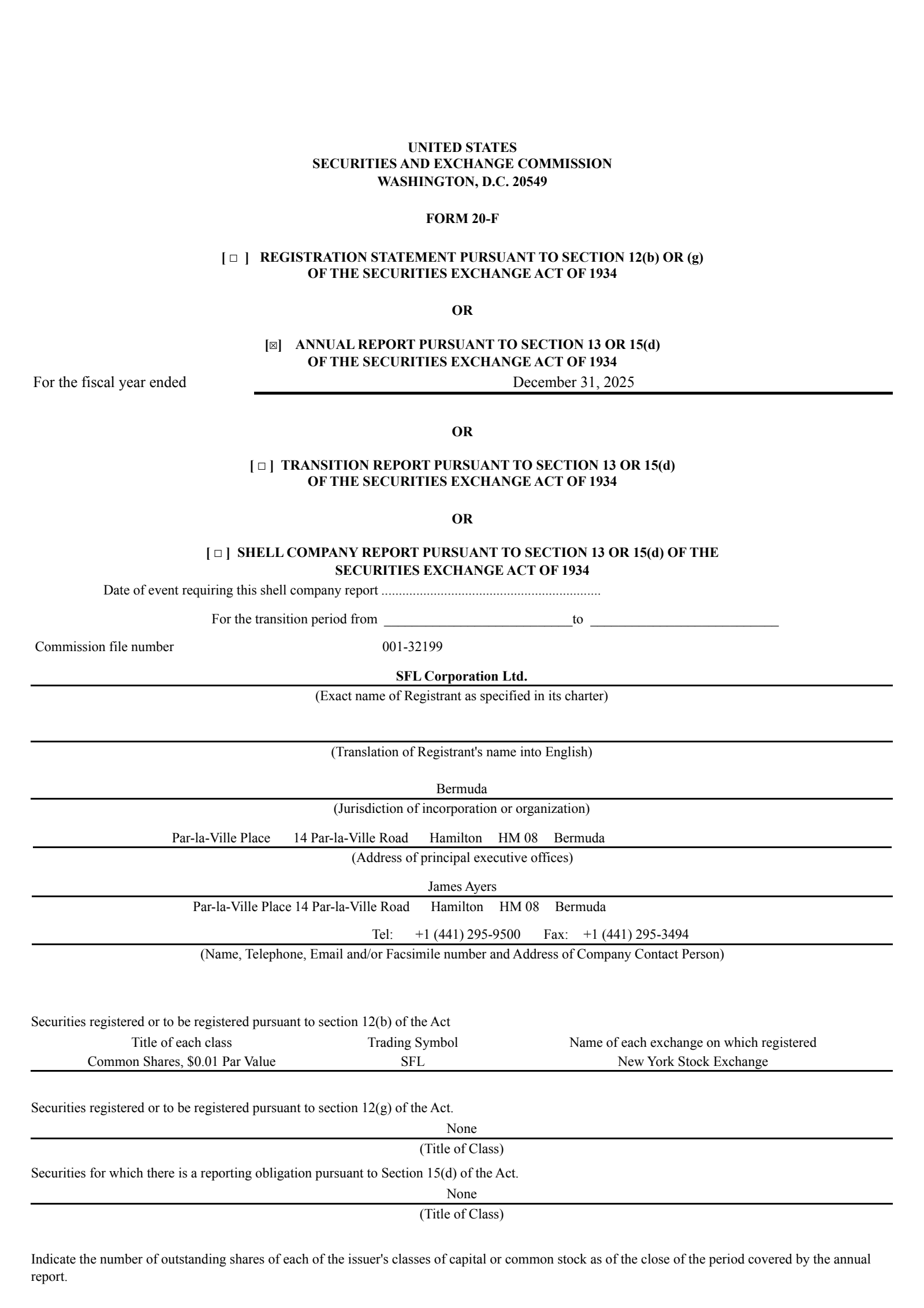 SFL's Q4 2025 Annual report