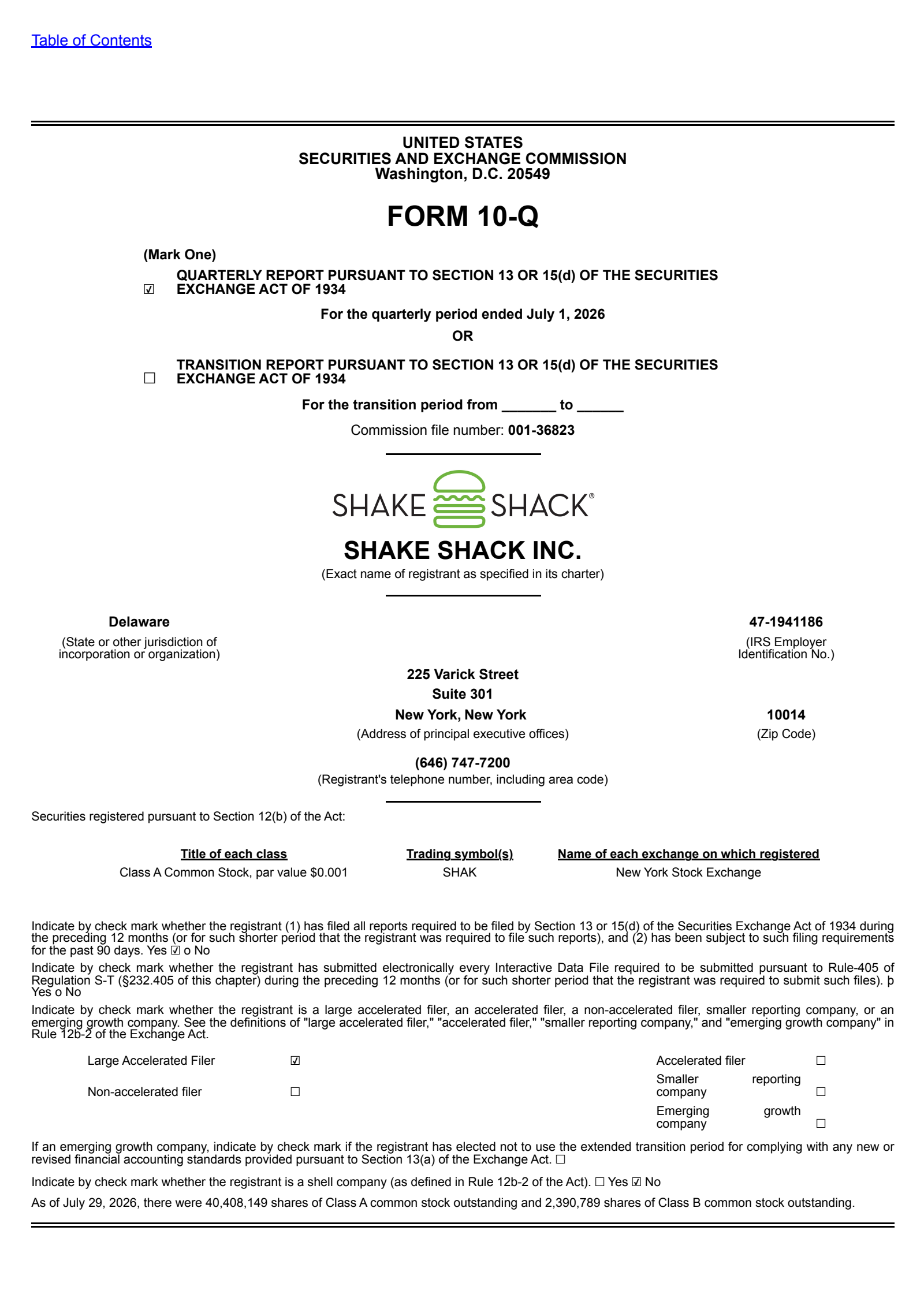 Shake Shack's Q2 2026 Quarterly report