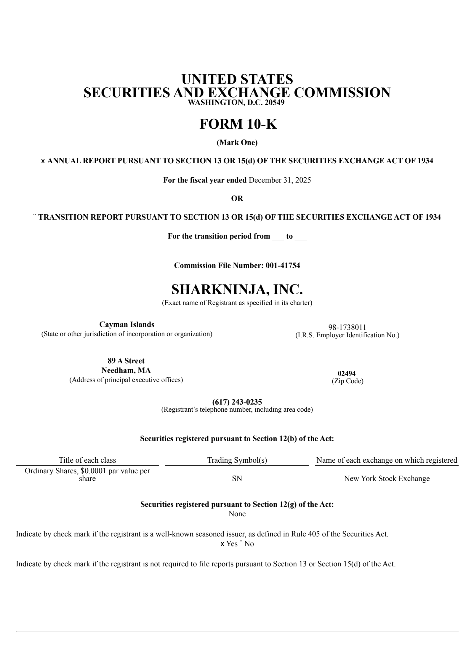SharkNinja's Q4 2025 Annual report