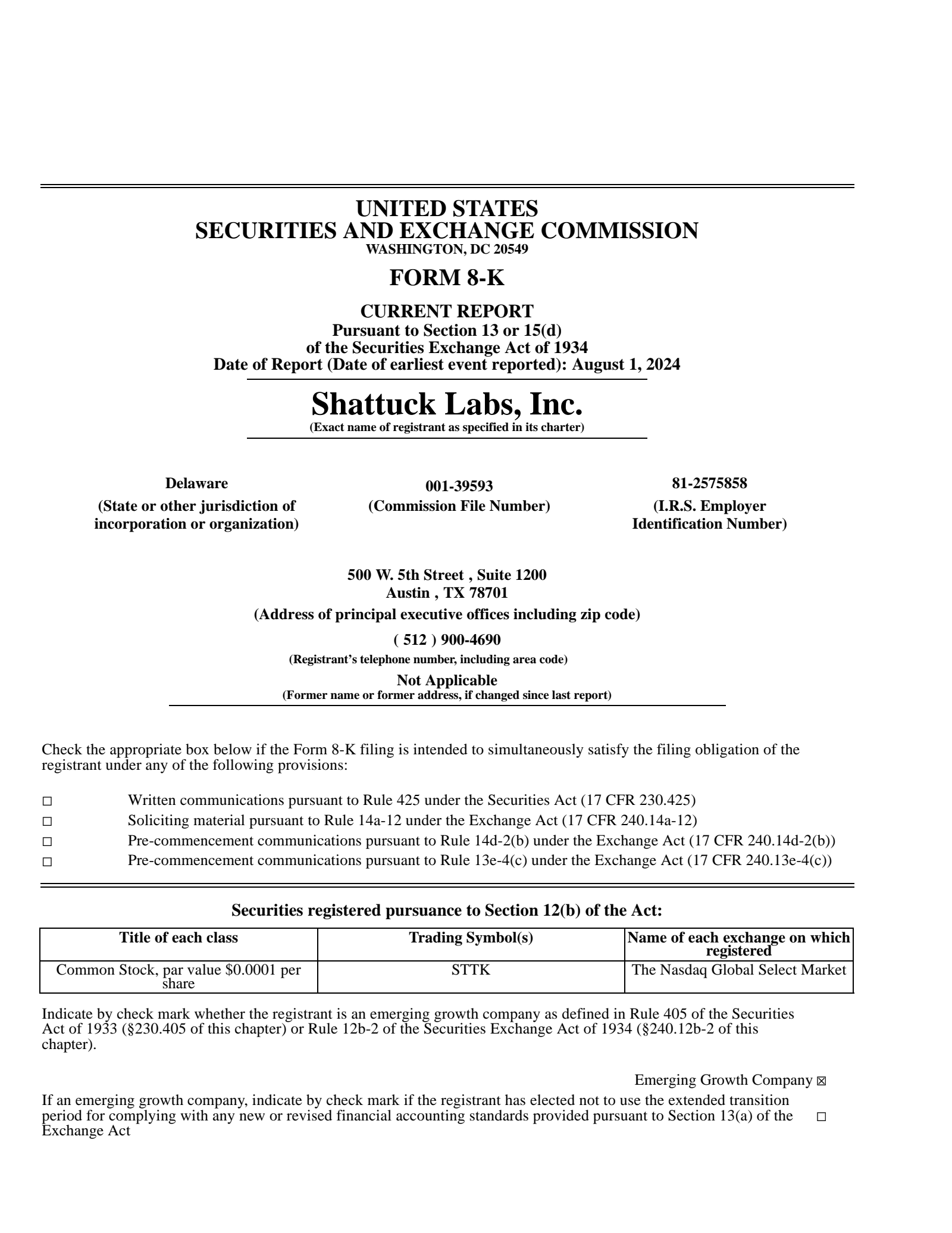 Shattuck Labs' Q2 2024 Press Release