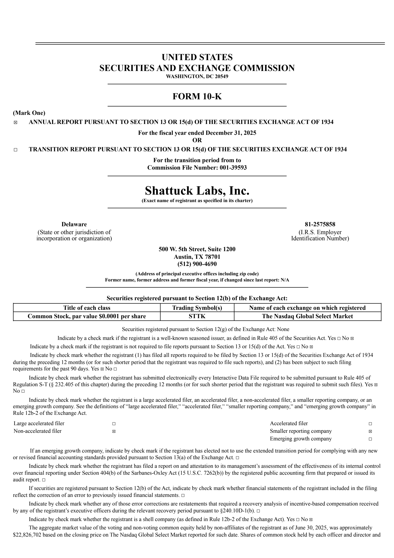Shattuck Labs' Q4 2025 Annual report