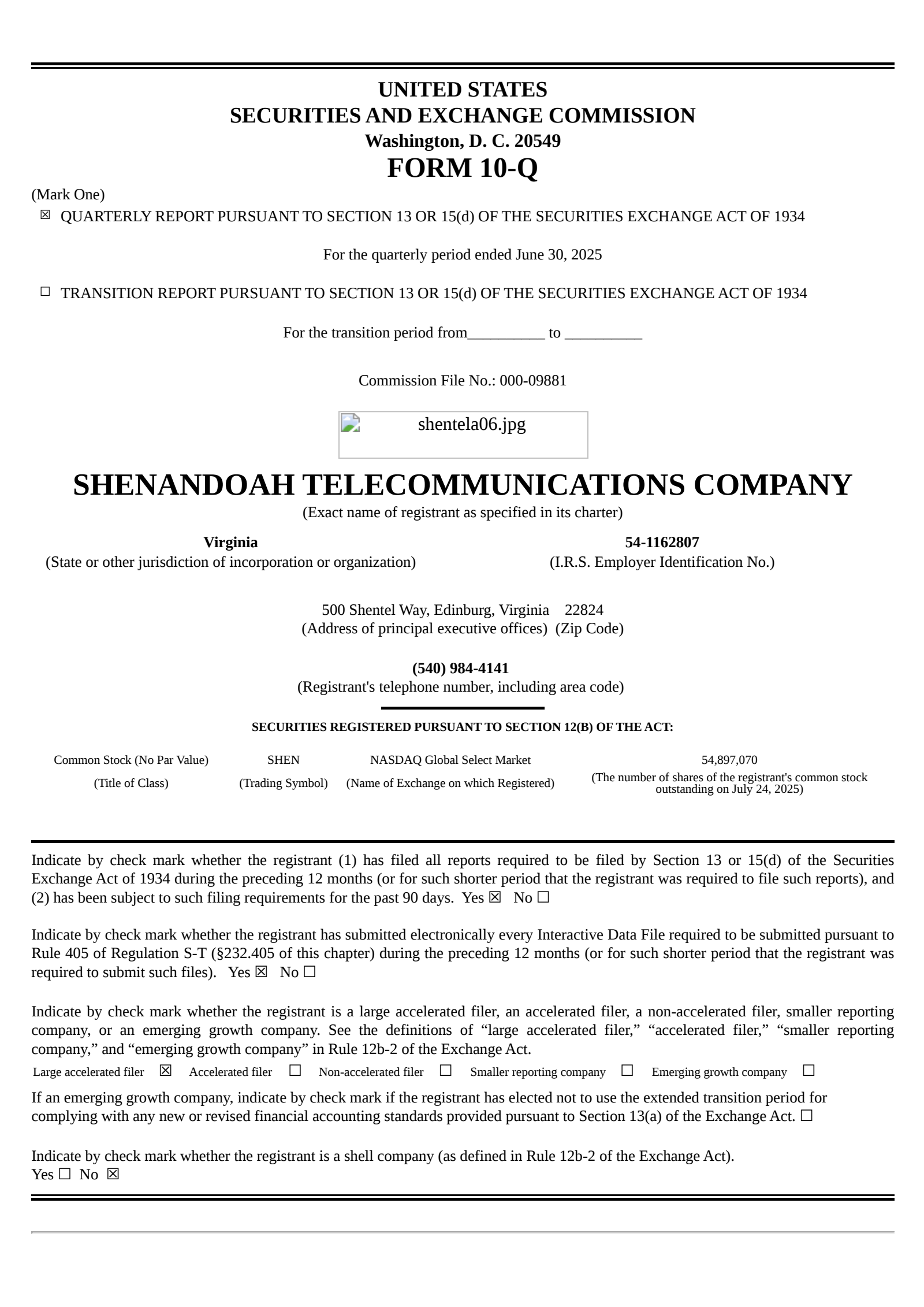 Shenandoah Telecommunications' Q2 2025 Quarterly report