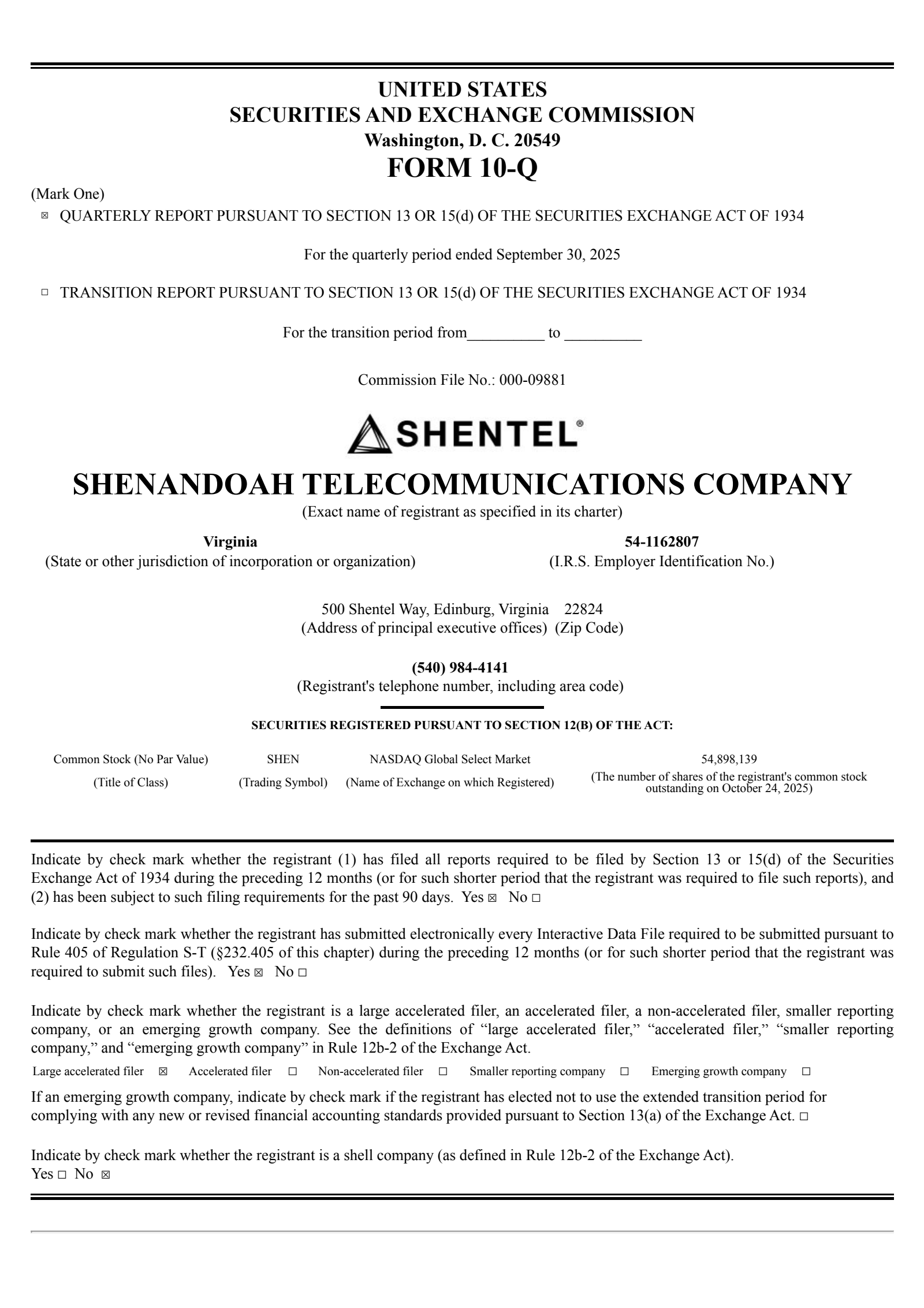 Shenandoah Telecommunications' Q3 2025 Quarterly Report