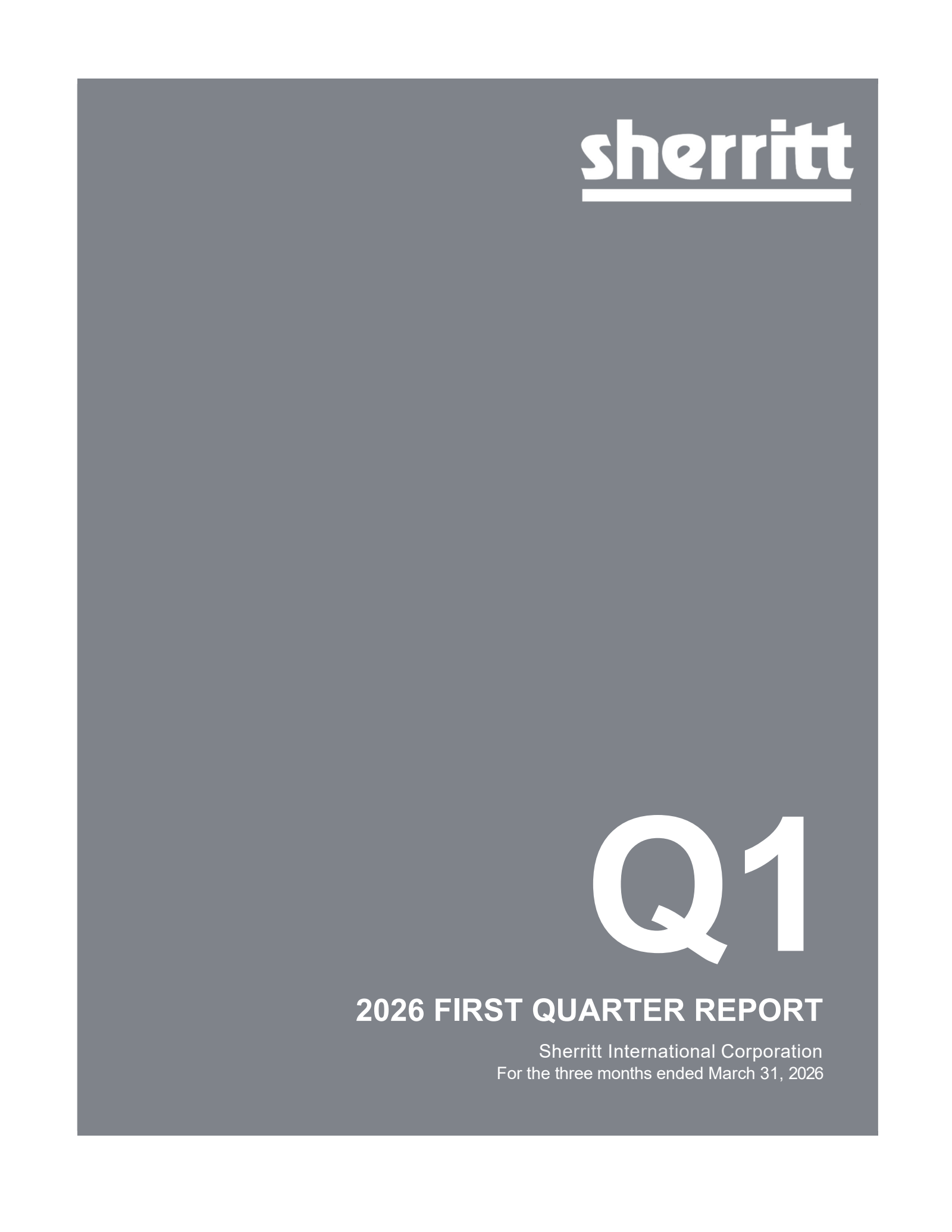 Sherritt International's Q1 2026 Interim report