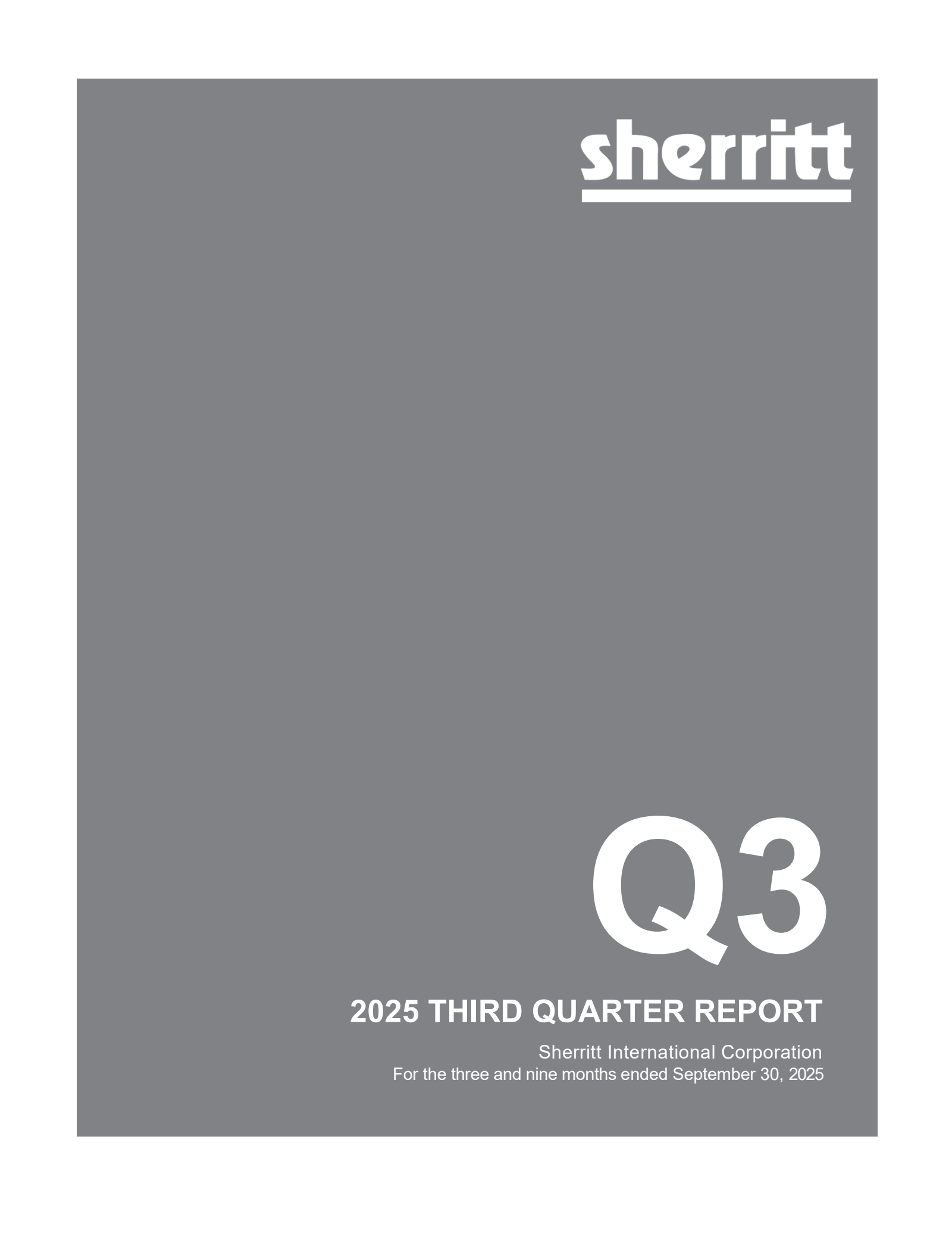 Sherritt International's Q3 2025 Interim report
