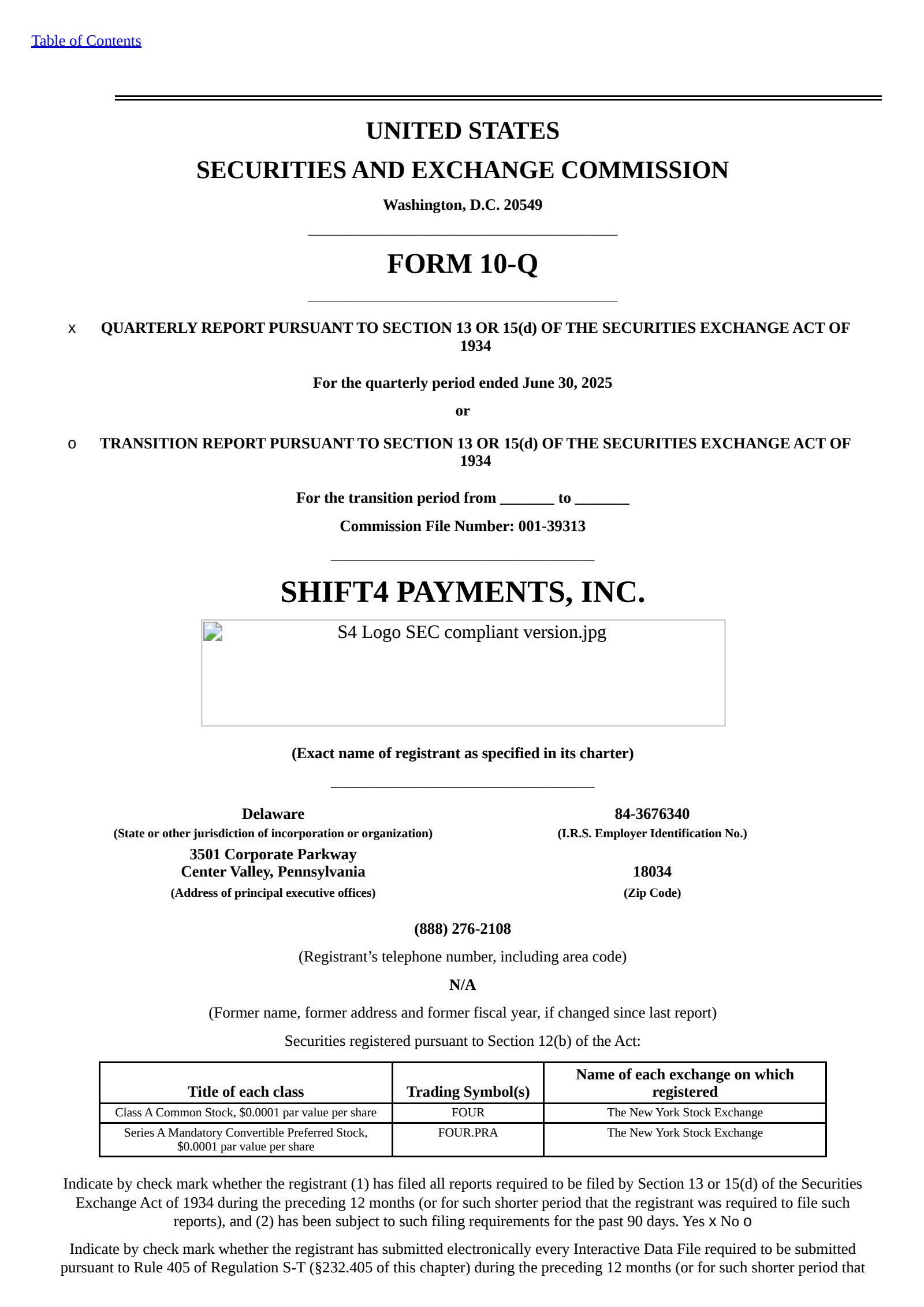 Shift4 Payments' Q2 2025 Quarterly report