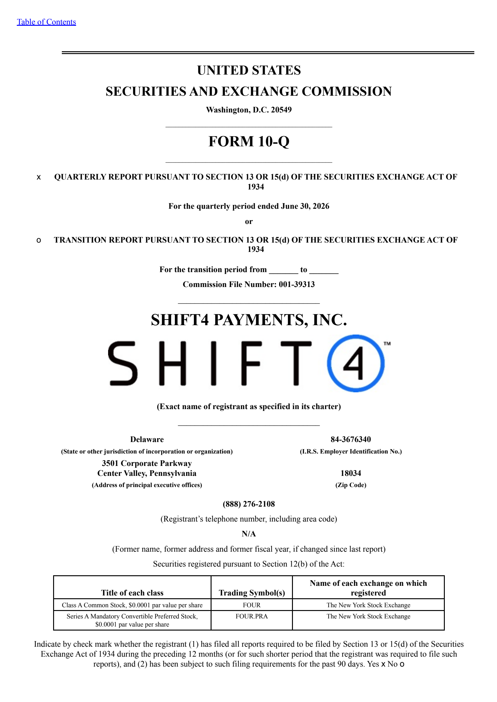 Shift4 Payments' Q2 2026 Quarterly report