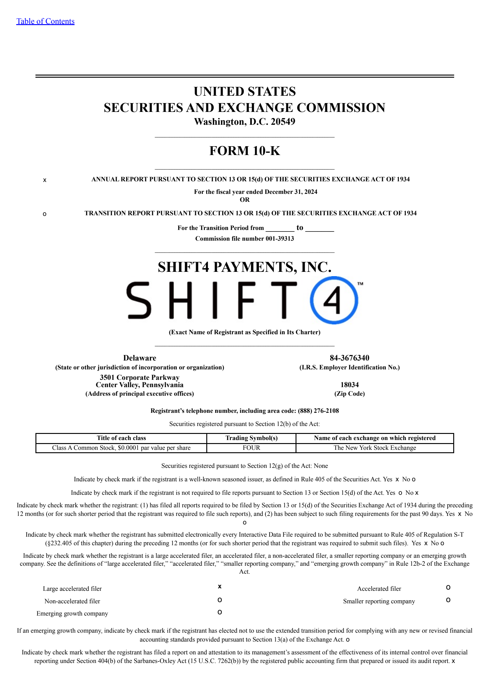 Shift4 Payments' Q4 2024 Annual report