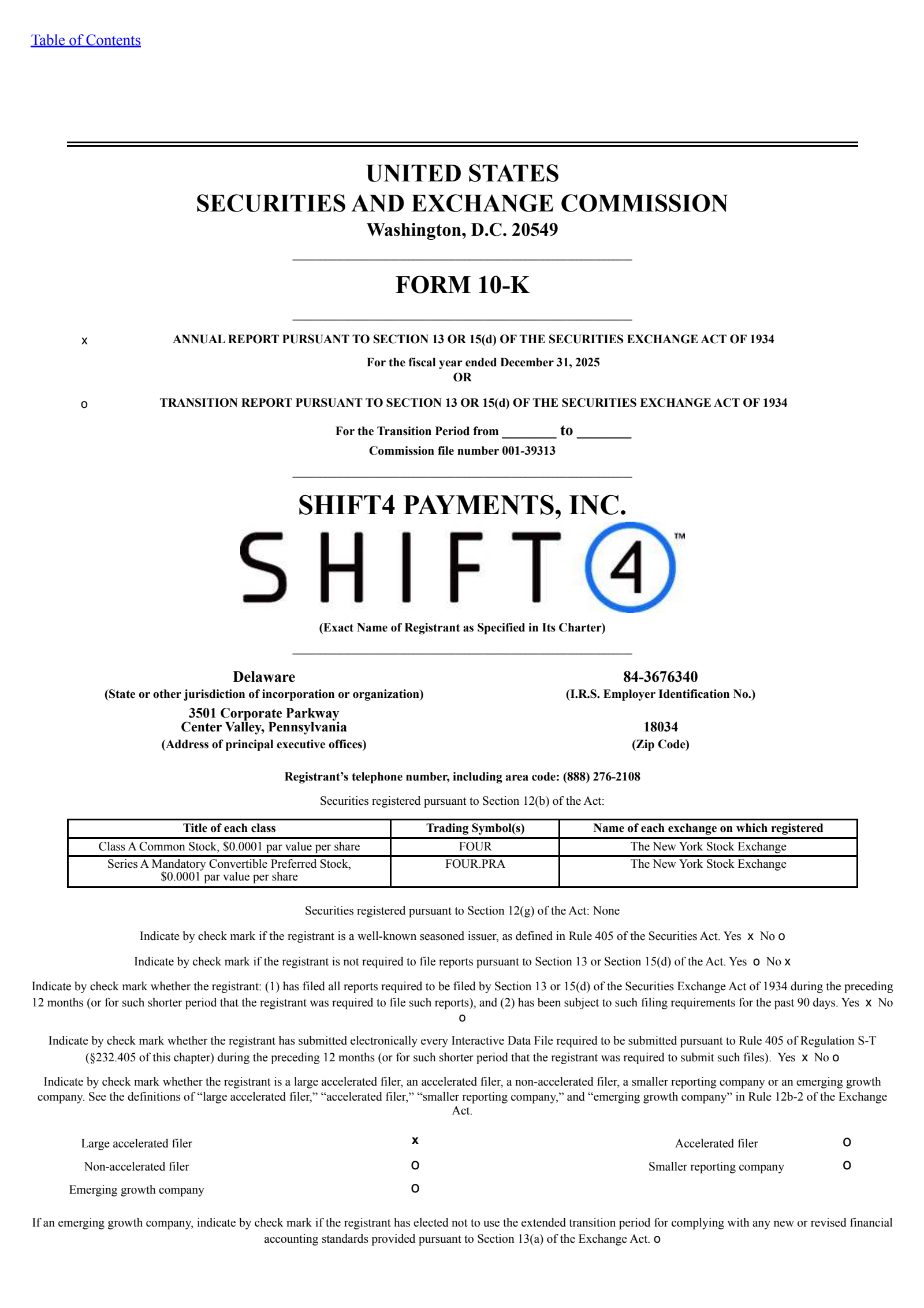 Shift4 Payments' Q4 2025 Annual report