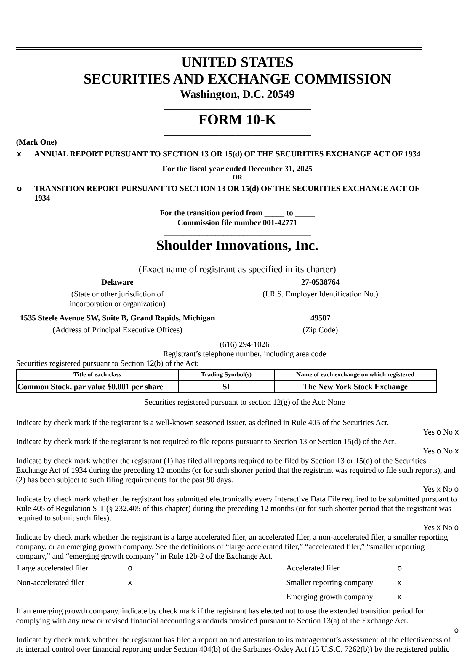 Shoulder Innovations' Q4 2025 Annual report