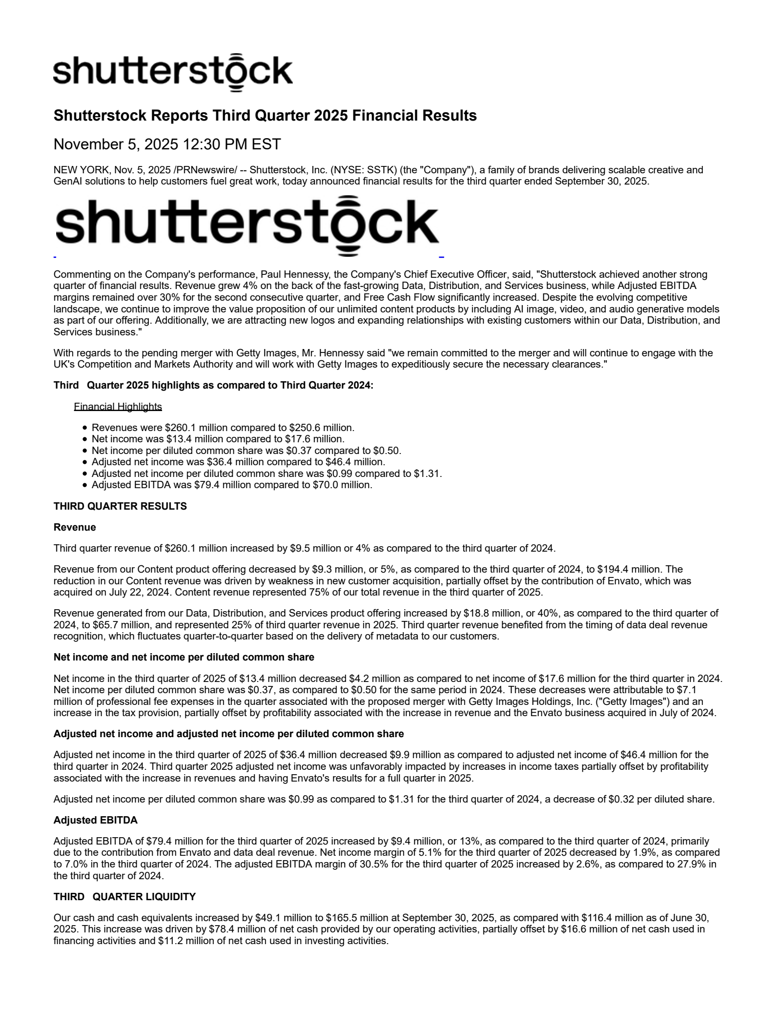 Shutterstock's Q3 2025 Earnings Release