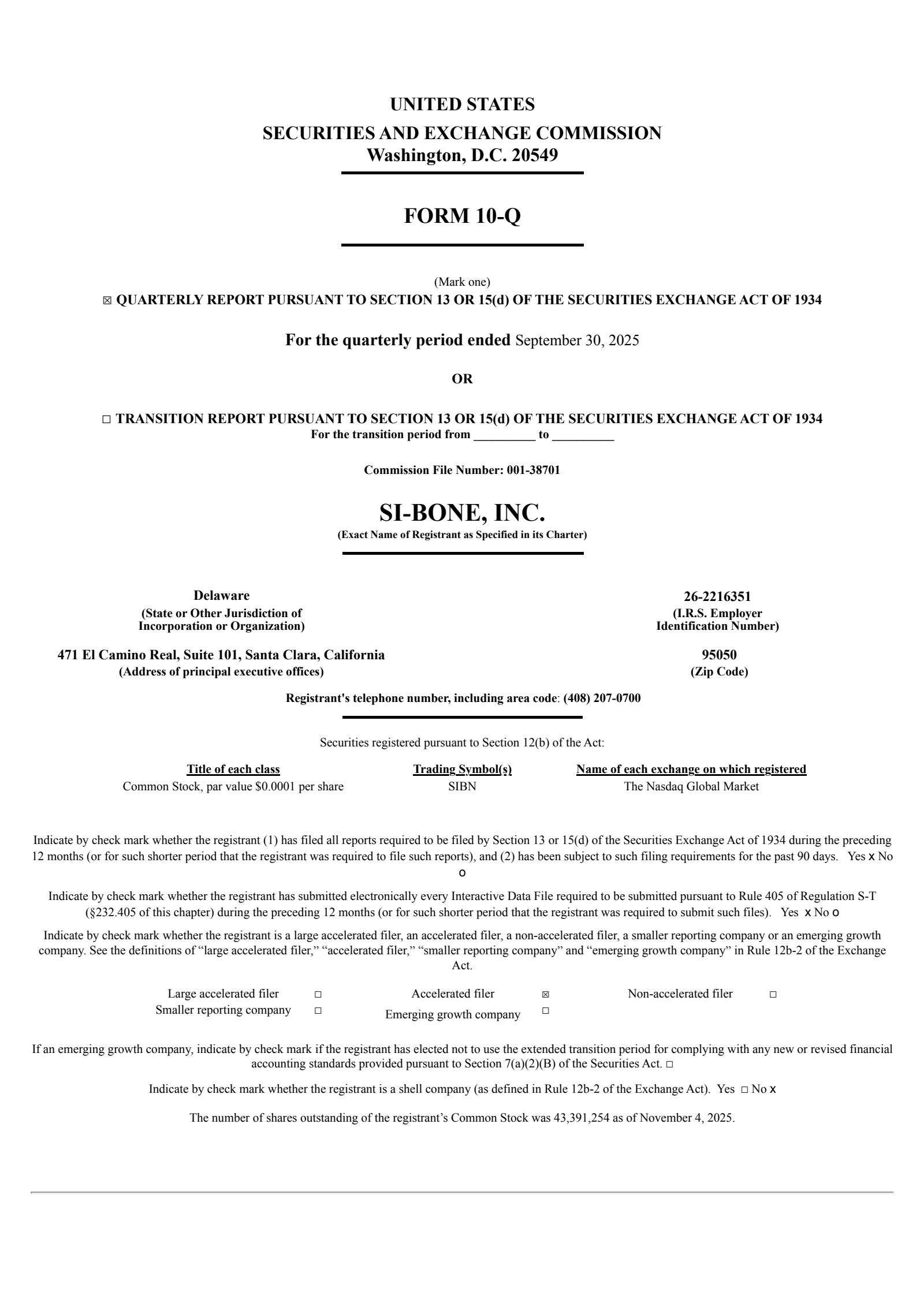 SiBone's Q3 2025 Quarterly Report